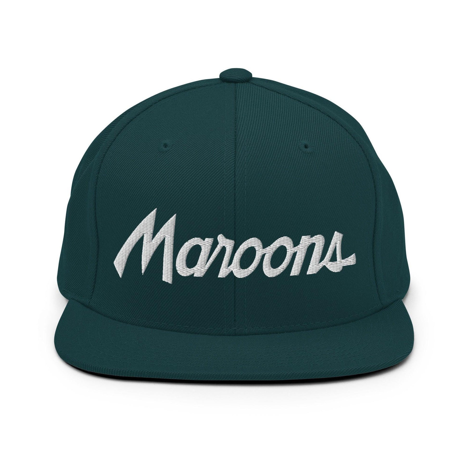 Maroons School Mascot Script Snapback Hat Spruce