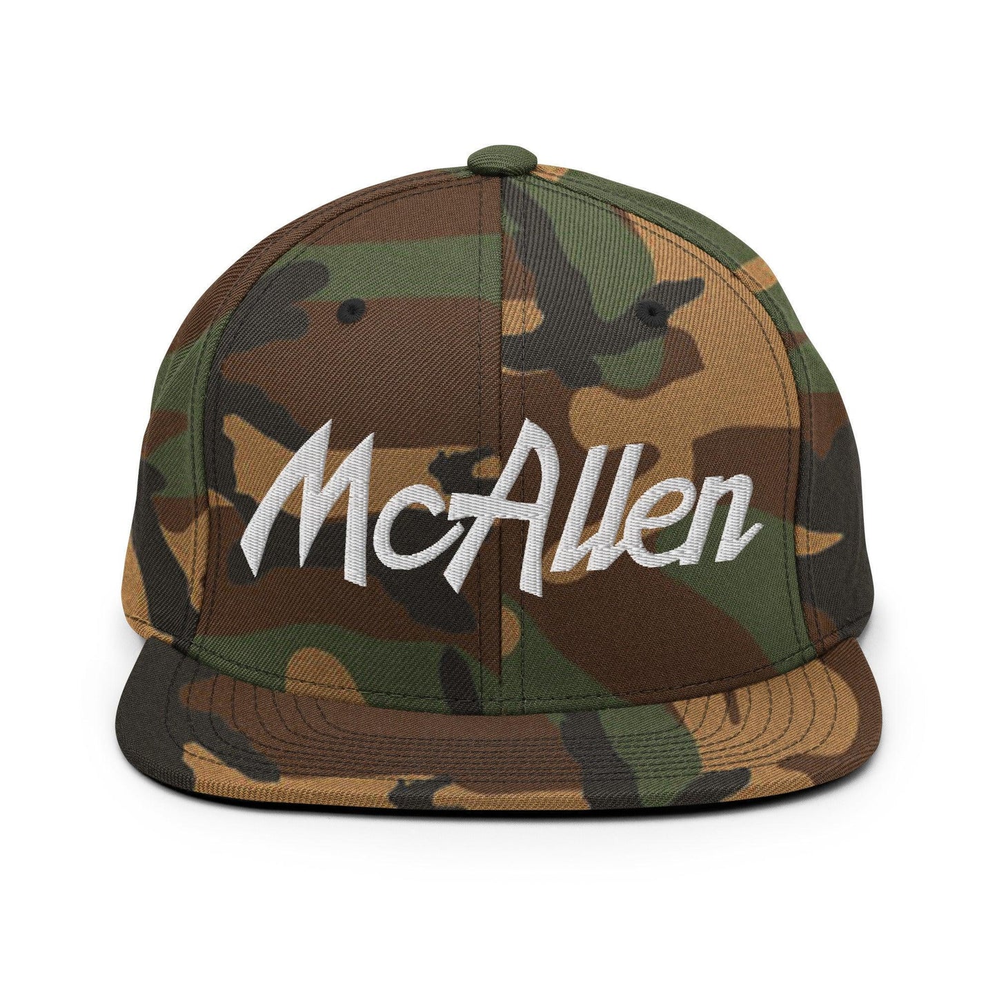 McAllen Script Snapback Hat Green Camo