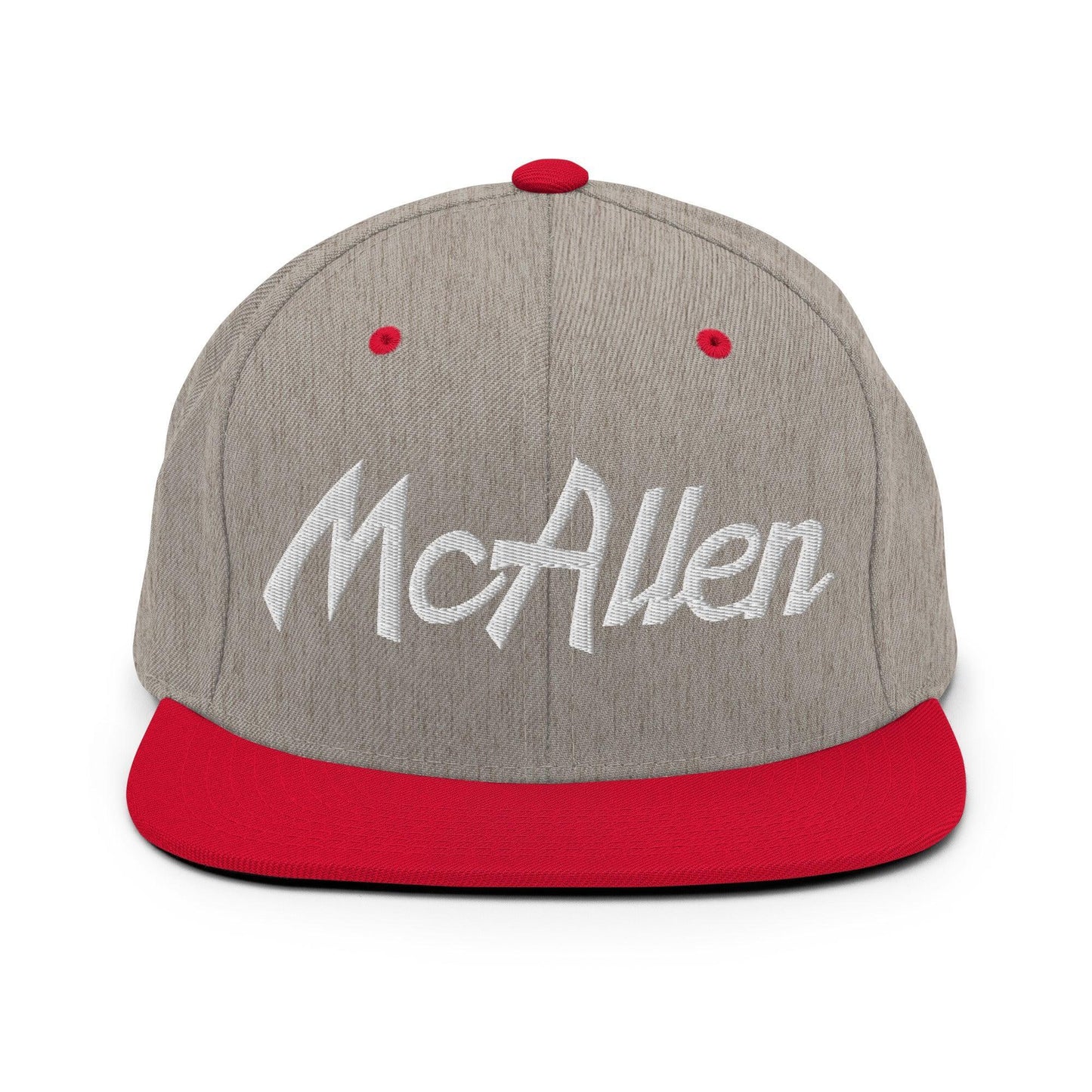 McAllen Script Snapback Hat Heather Grey/ Red