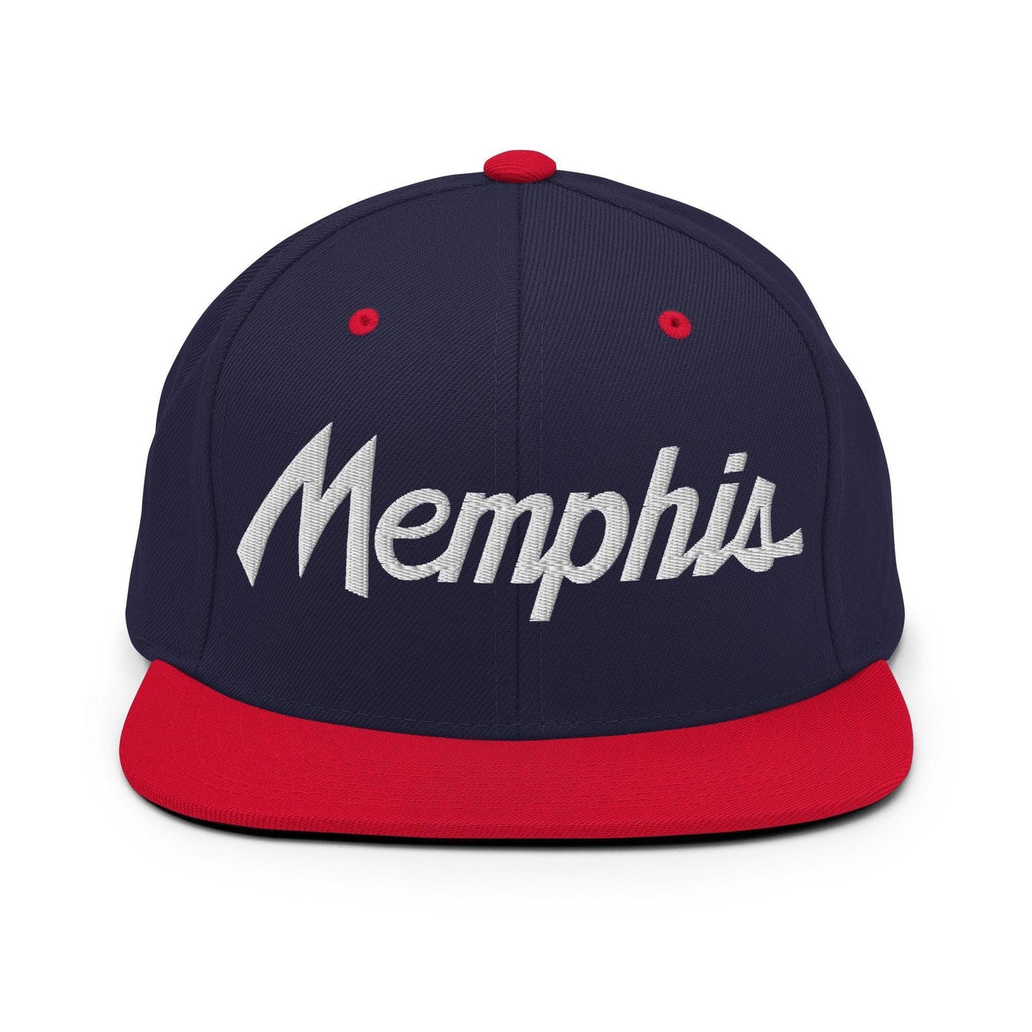Memphis Script Snapback Hat Navy/ Red