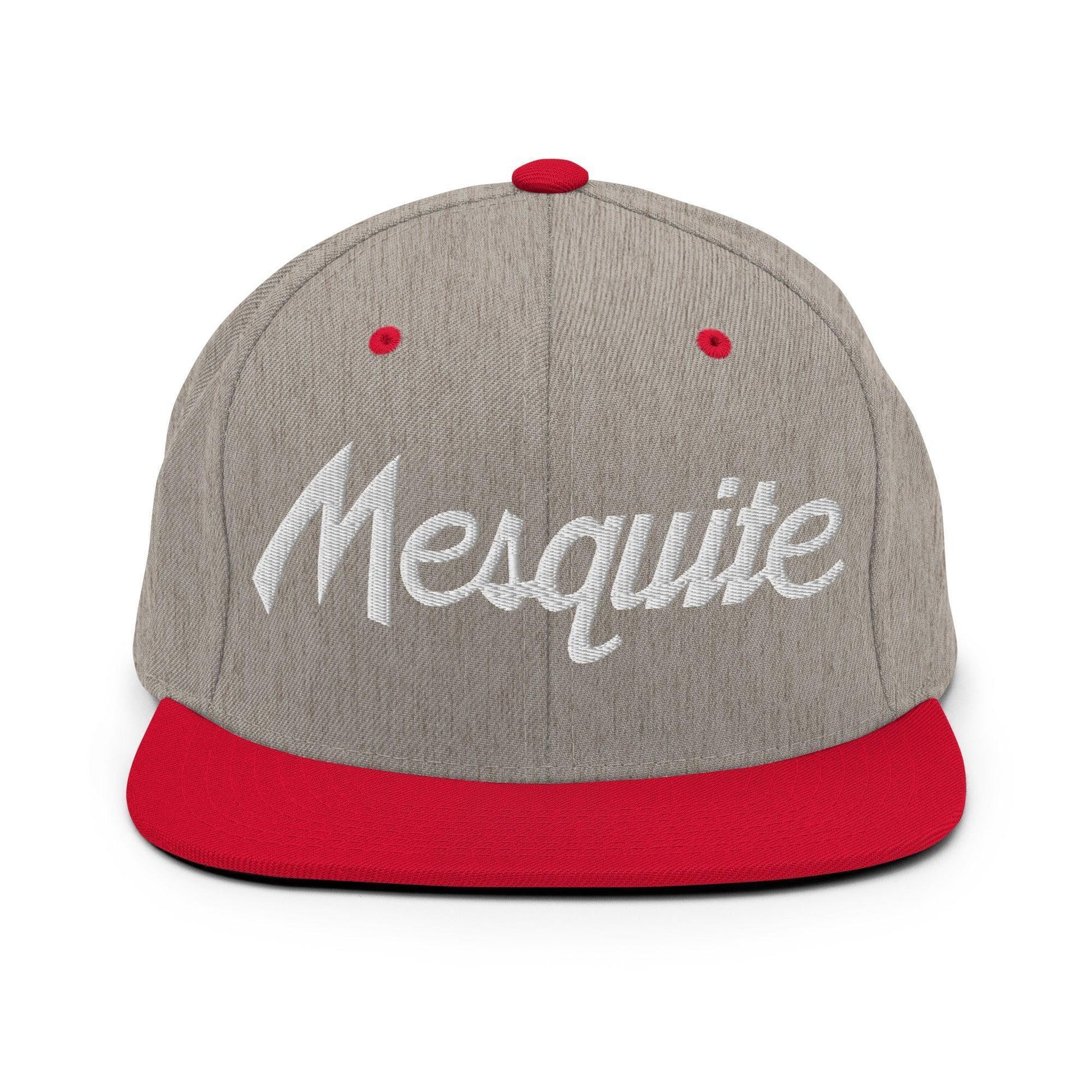 Mesquite Script Snapback Hat Heather Grey/ Red