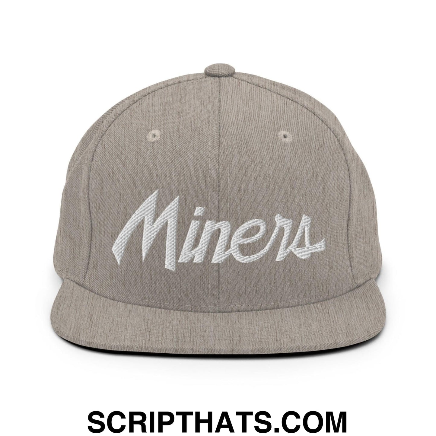 Miners School Mascot Script Snapback Hat Heather Grey