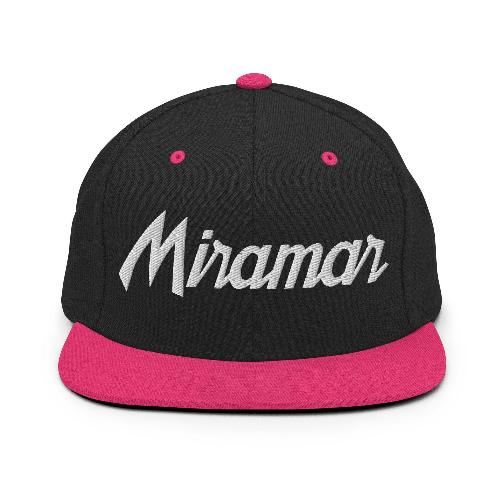 Miramar Script Snapback Hat Black/ Neon Pink