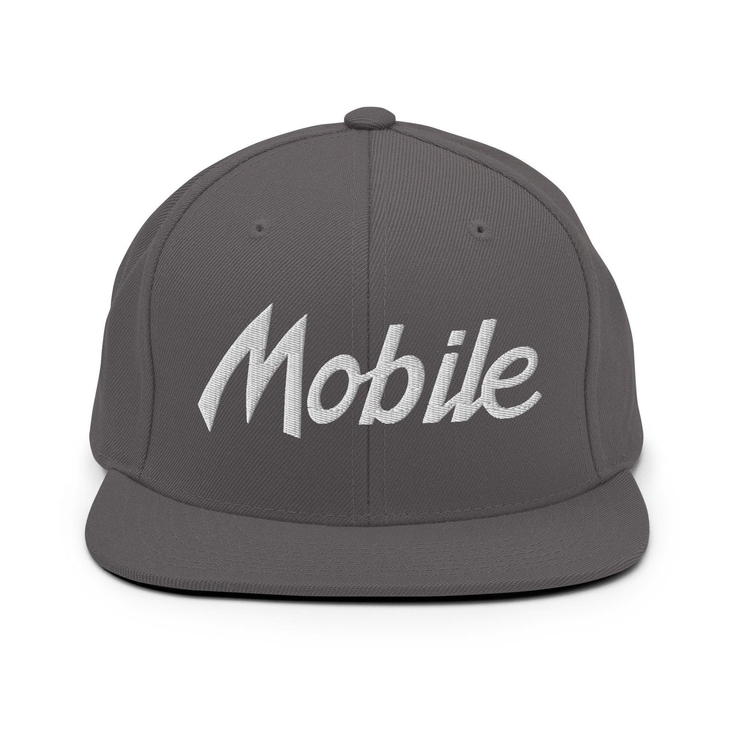 Mobile Script Snapback Hat Dark Grey