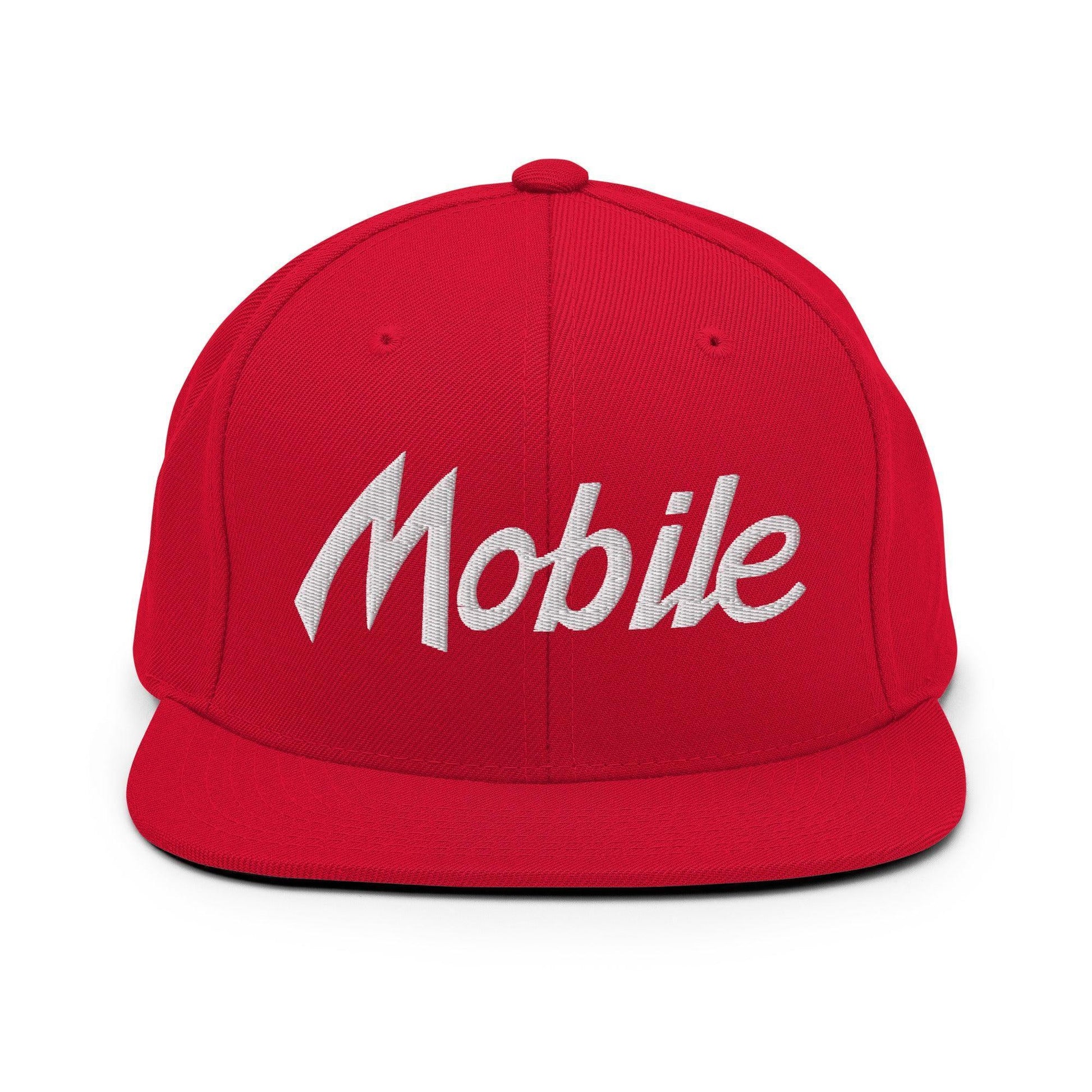 Mobile Script Snapback Hat Red