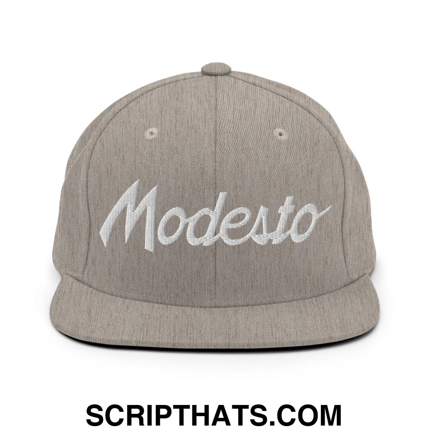 Modesto Script Snapback Hat Heather Grey