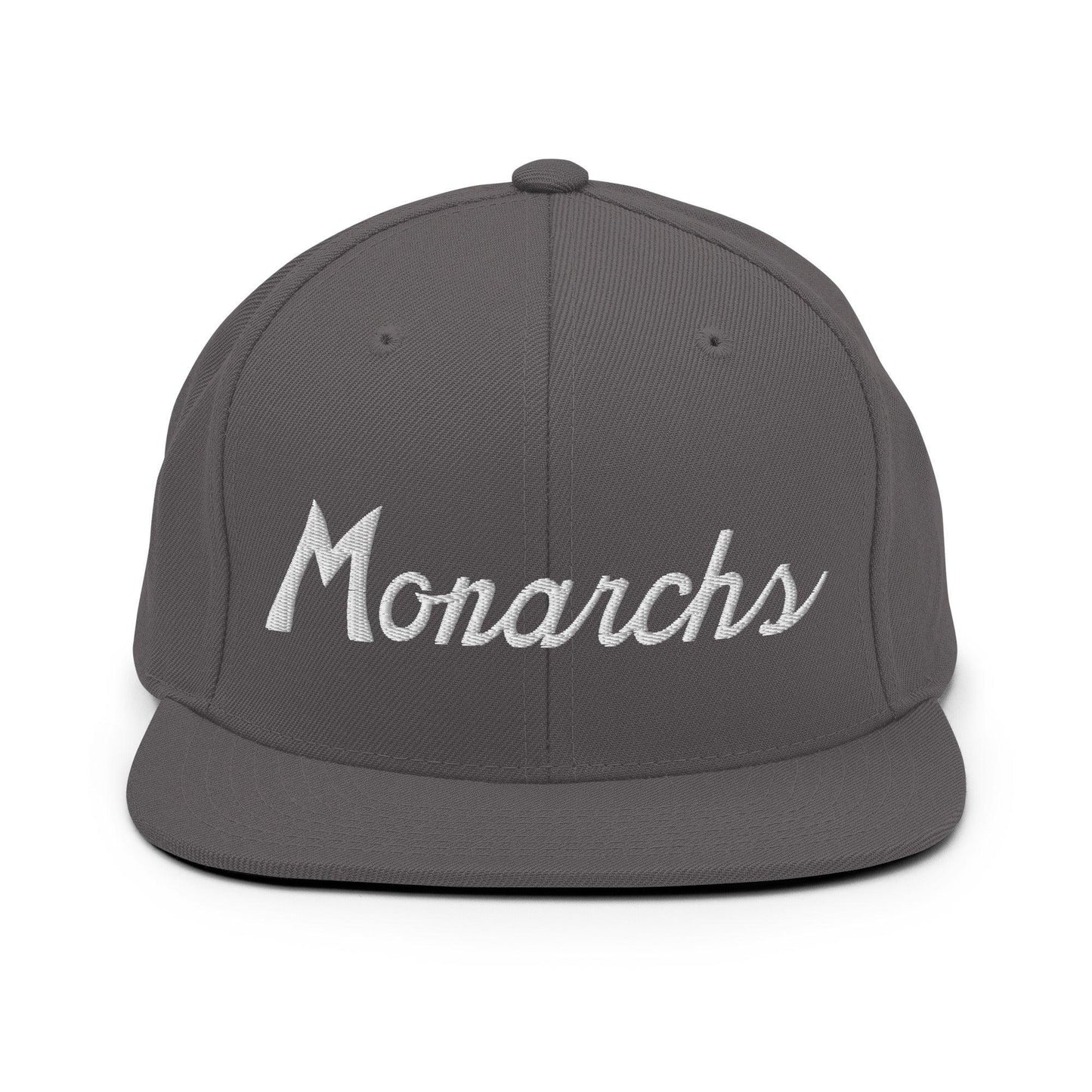 Monarchs School Mascot Script Snapback Hat Dark Grey