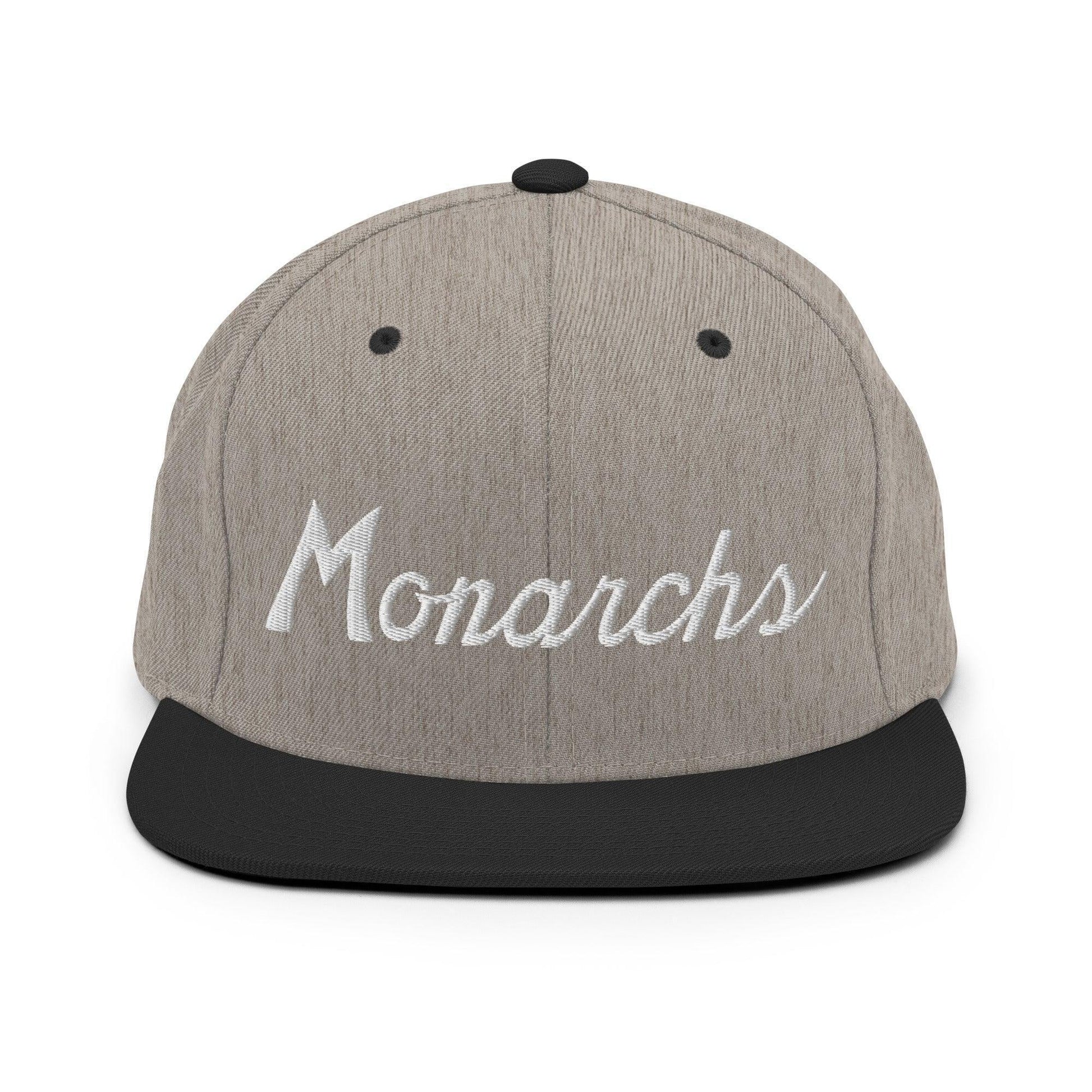 Monarchs School Mascot Script Snapback Hat Heather/Black
