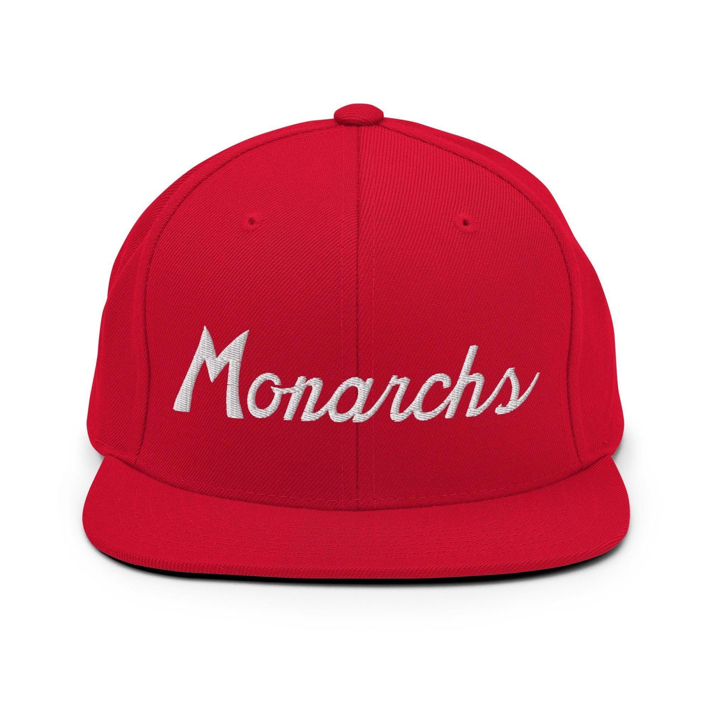 Monarchs School Mascot Script Snapback Hat Red