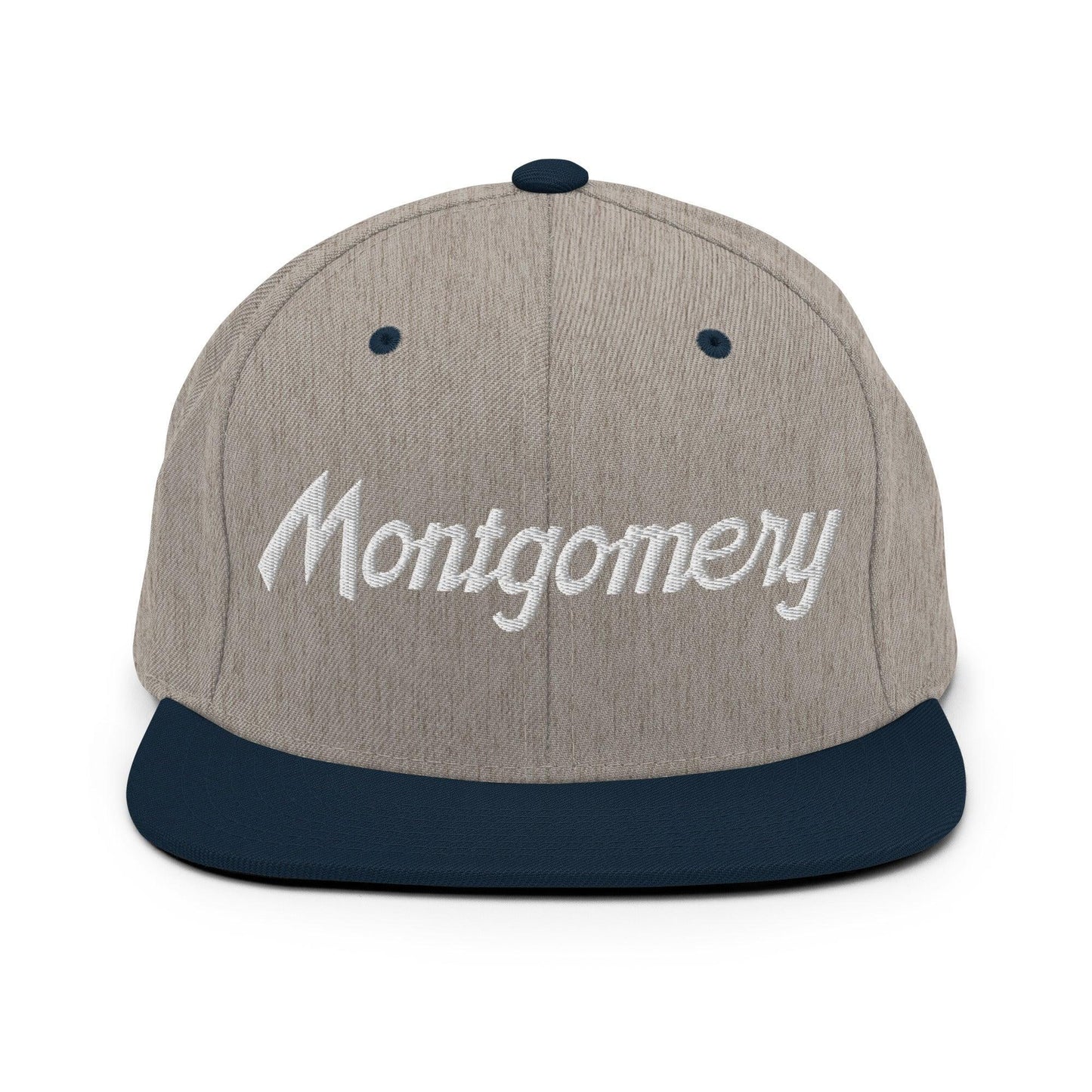 Montgomery Script Snapback Hat Heather Grey/ Navy