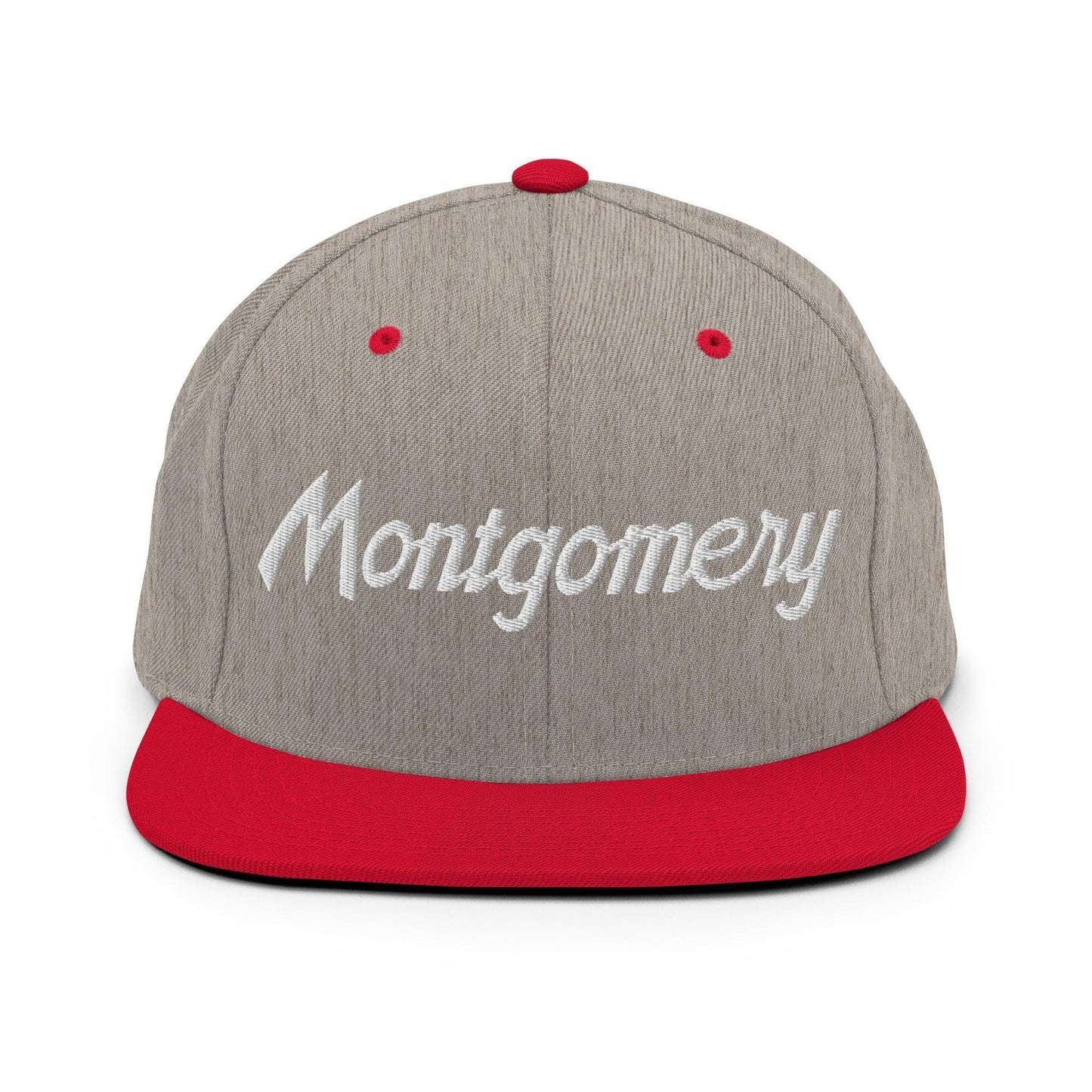 Montgomery Script Snapback Hat Heather Grey/ Red