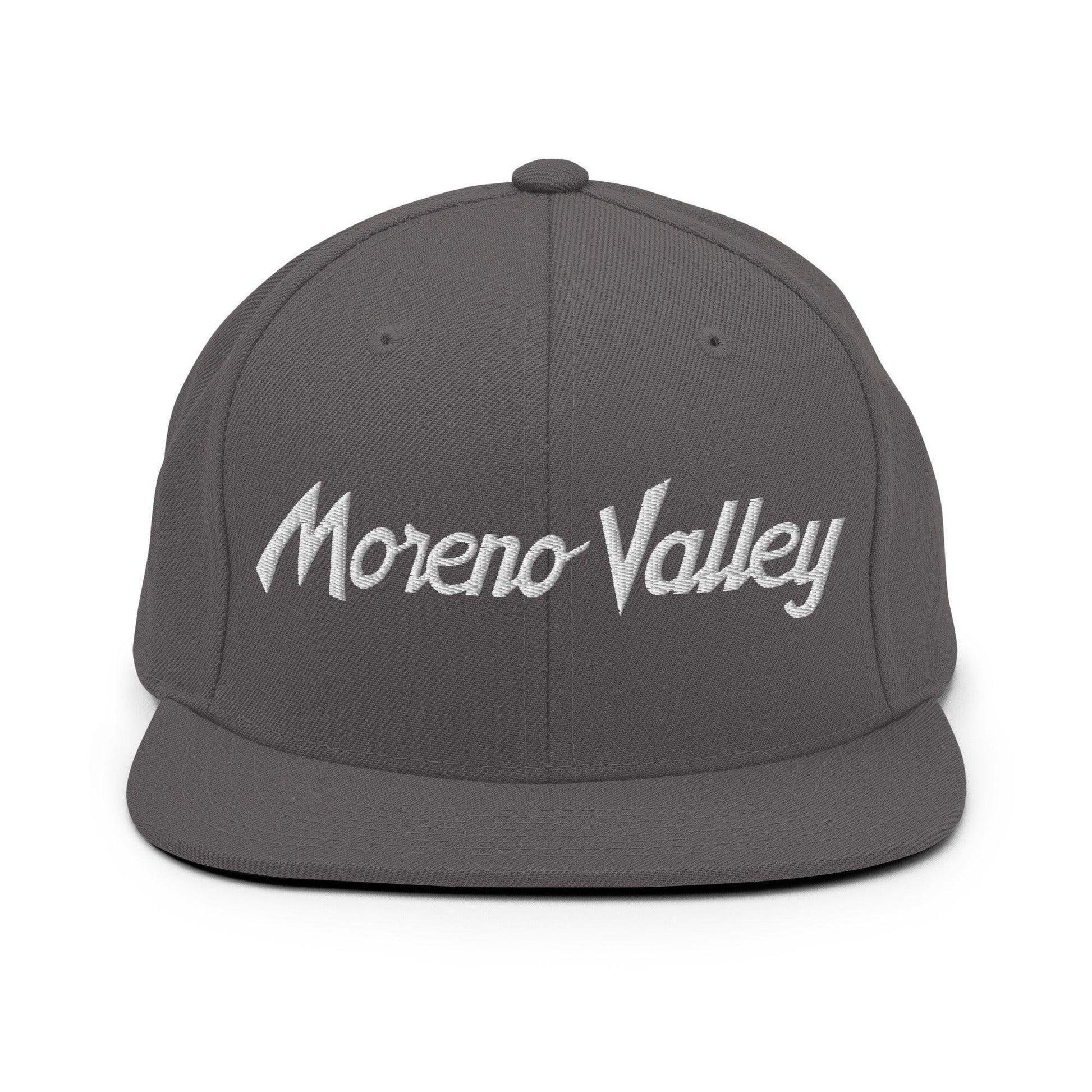 Moreno Valley Script Snapback Hat Dark Grey