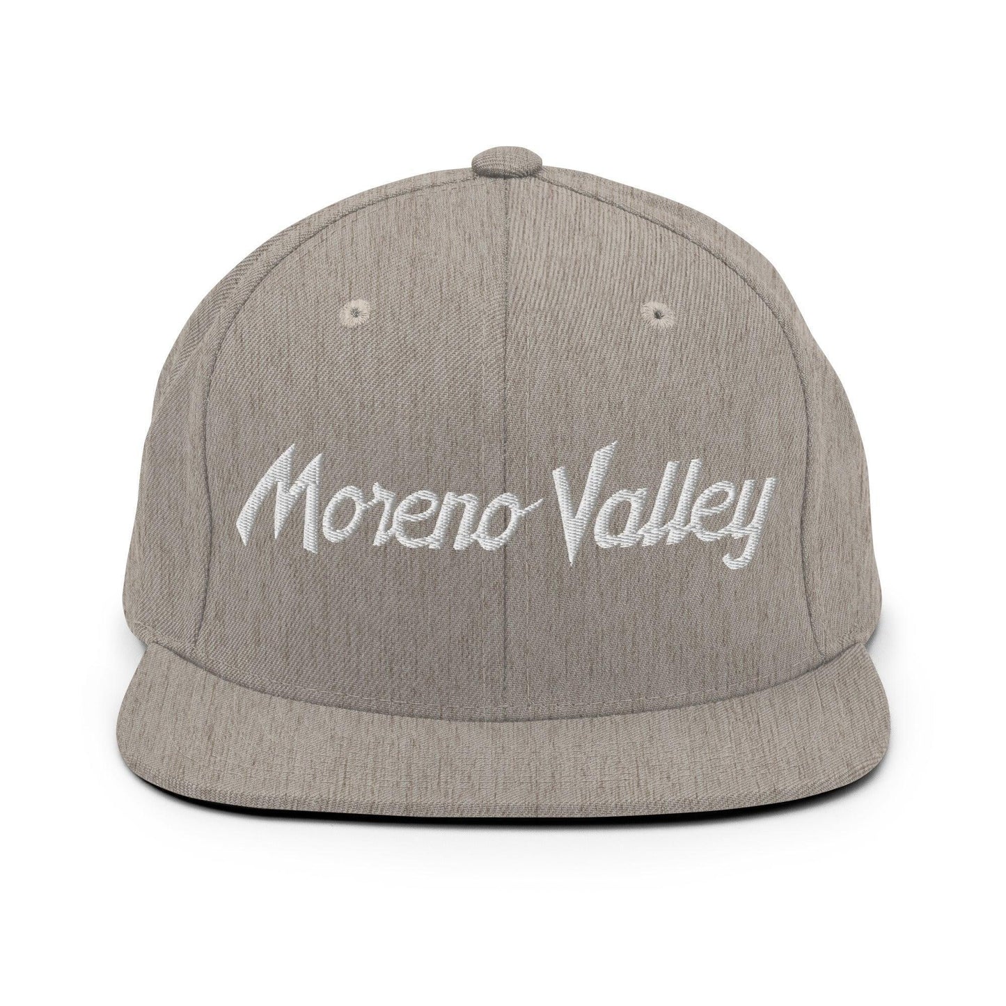 Moreno Valley Script Snapback Hat Heather Grey
