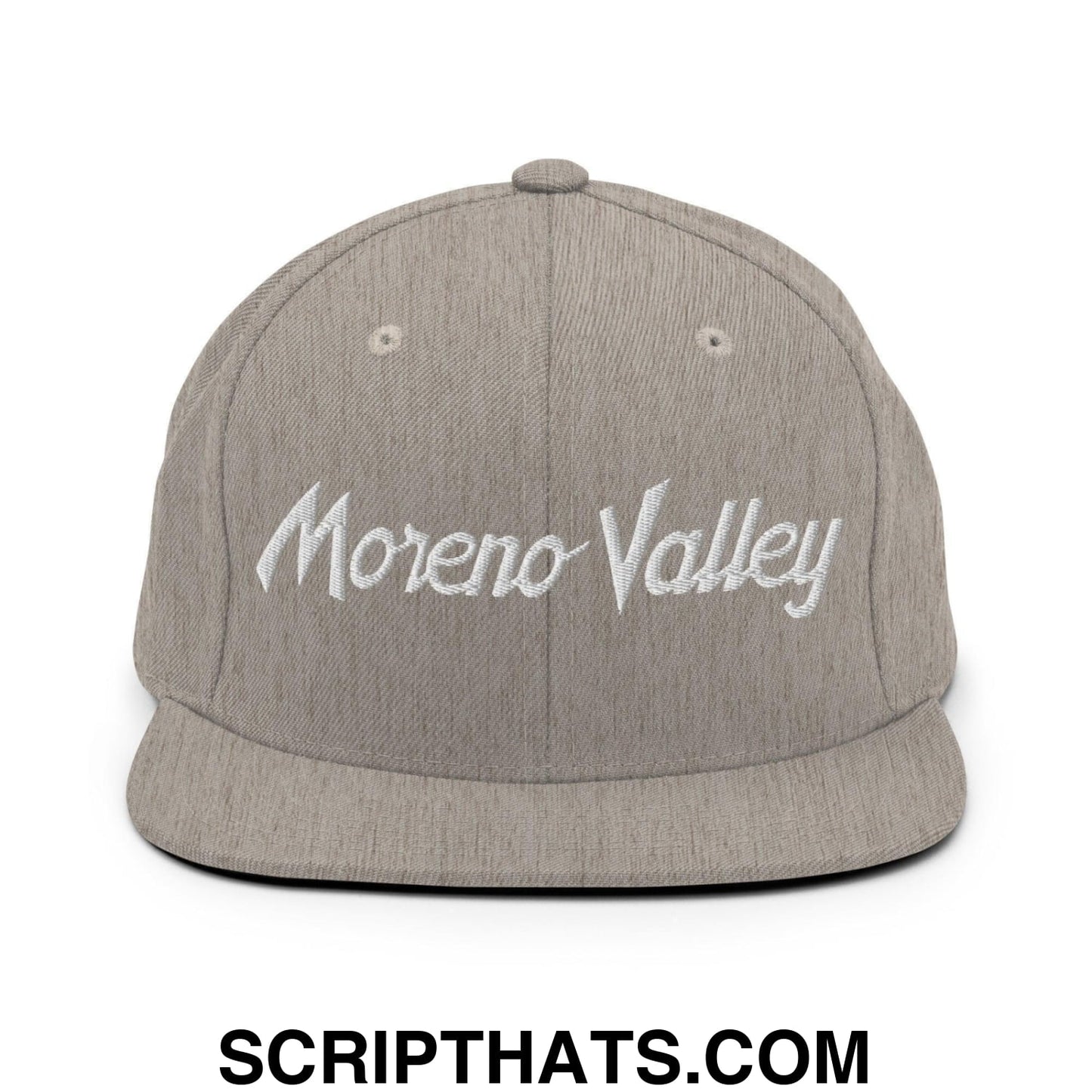 Moreno Valley Script Snapback Hat Heather Grey