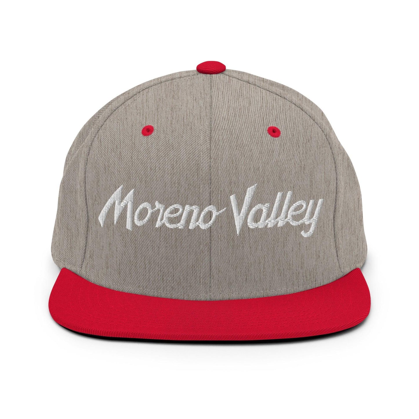 Moreno Valley Script Snapback Hat Heather Grey/ Red