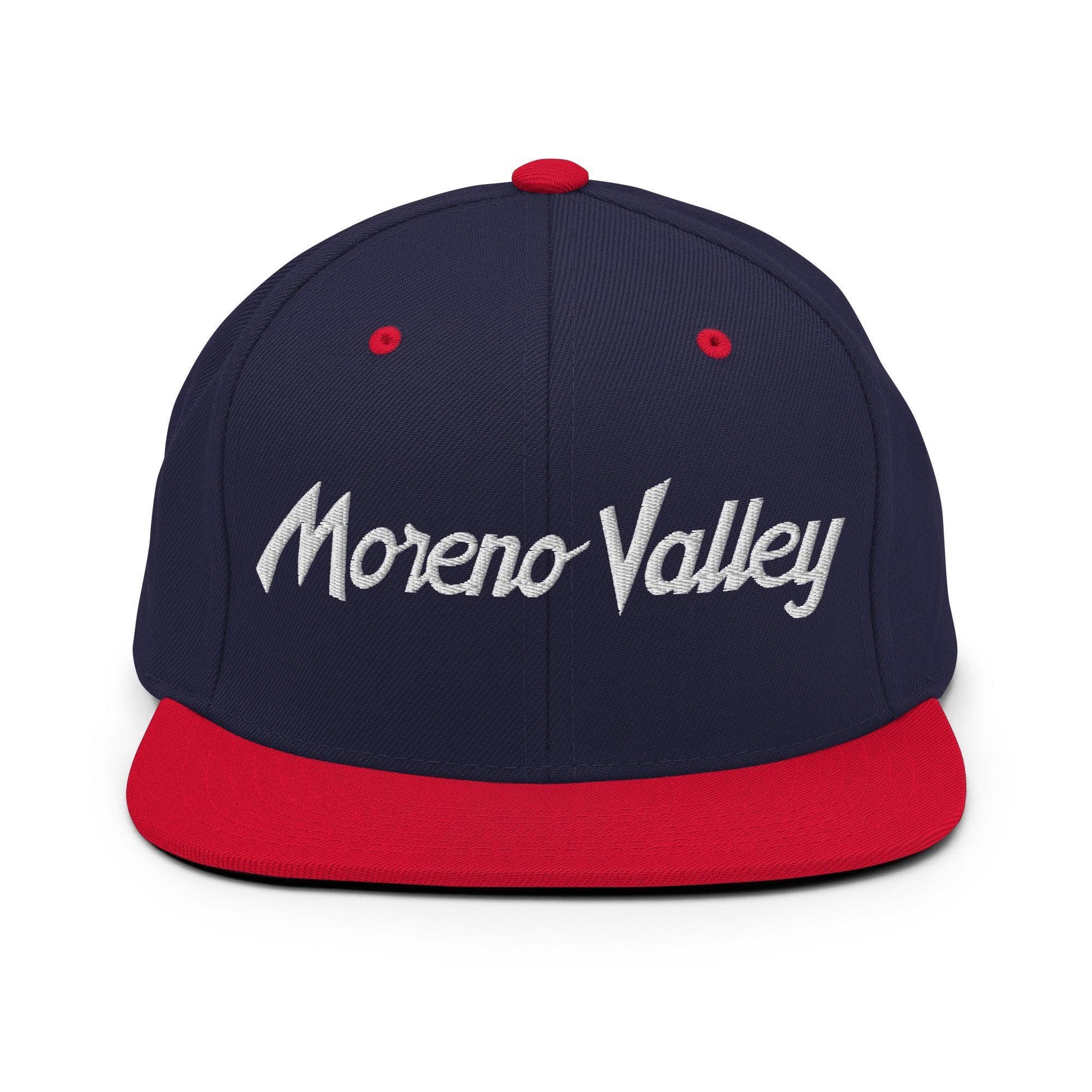 Moreno Valley Script Snapback Hat Navy/ Red