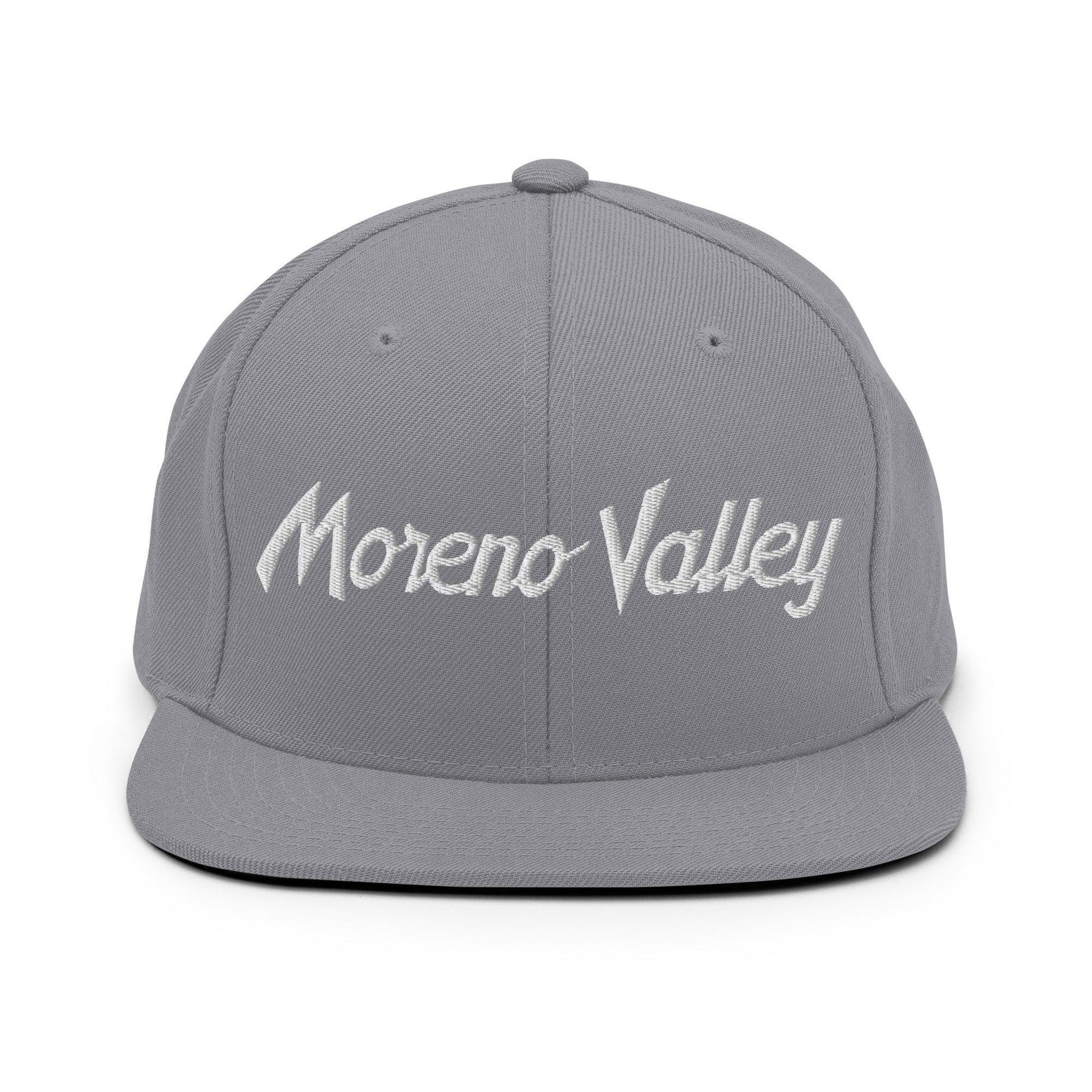 Moreno Valley Script Snapback Hat Silver