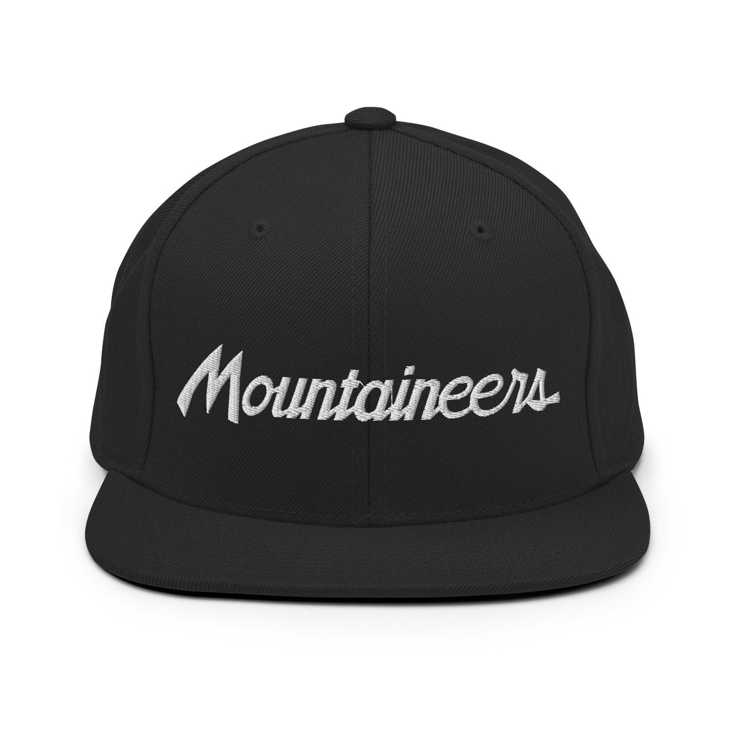 Mountaineers School Mascot Script Snapback Hat Black