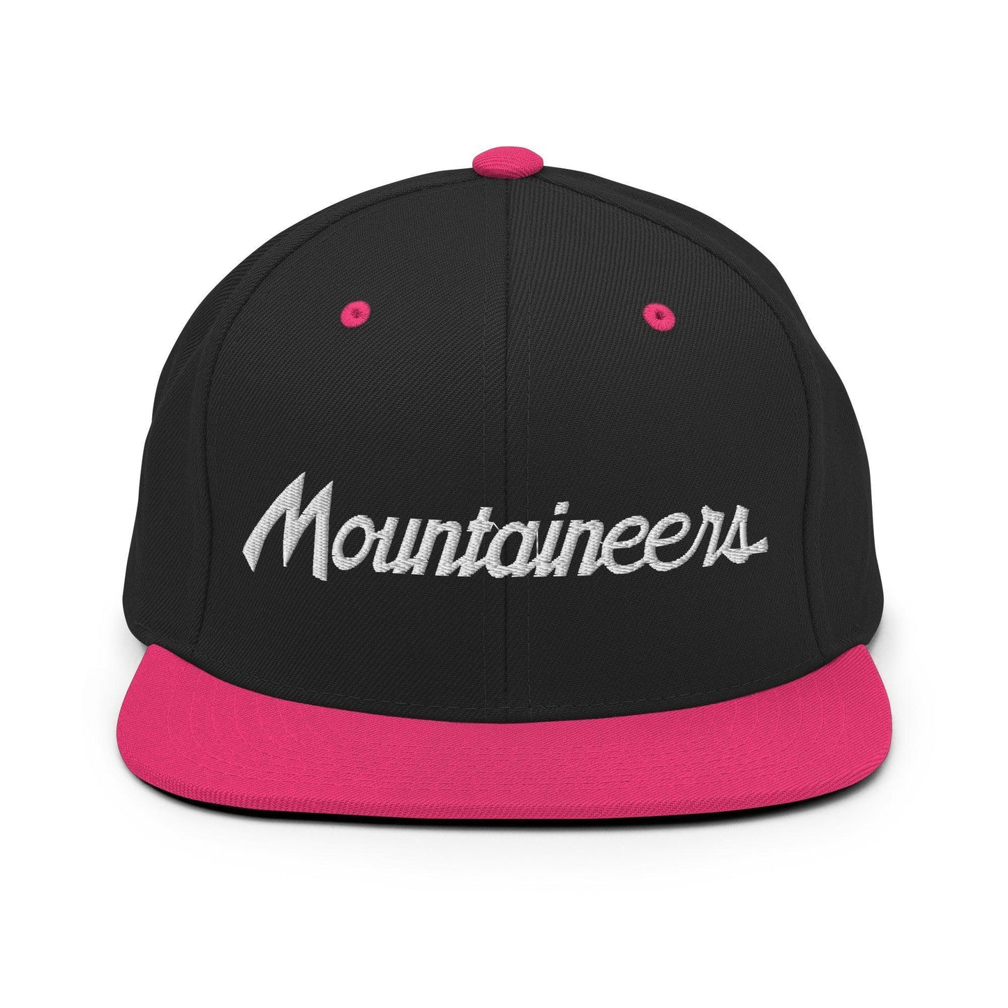 Mountaineers School Mascot Script Snapback Hat Black/ Neon Pink