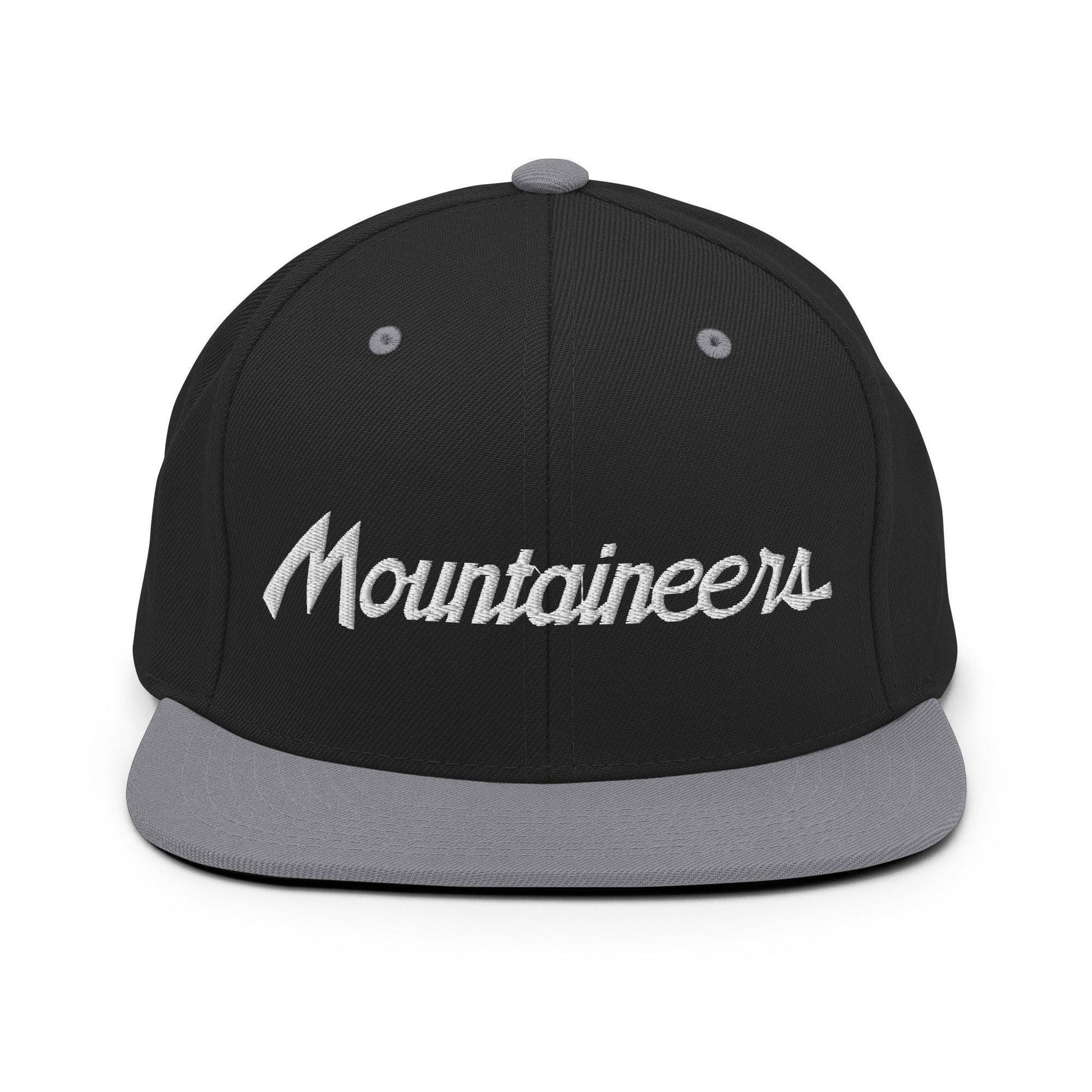 Mountaineers School Mascot Script Snapback Hat Black/ Silver