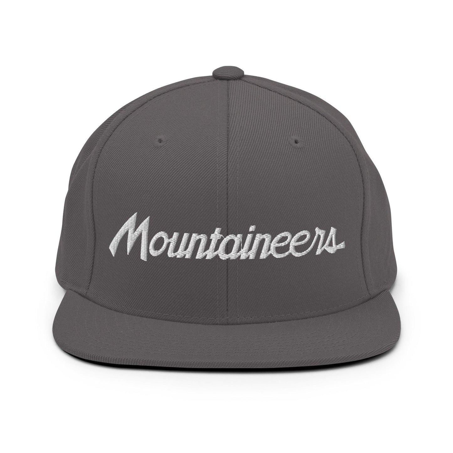 Mountaineers School Mascot Script Snapback Hat Dark Grey