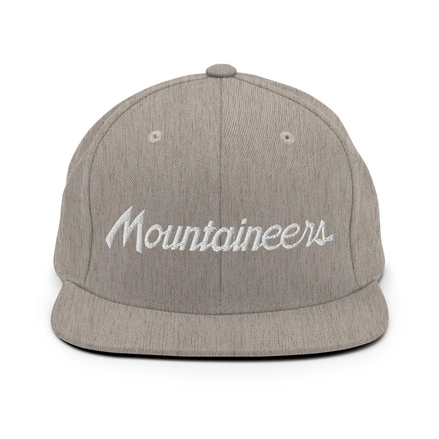 Mountaineers School Mascot Script Snapback Hat Heather Grey