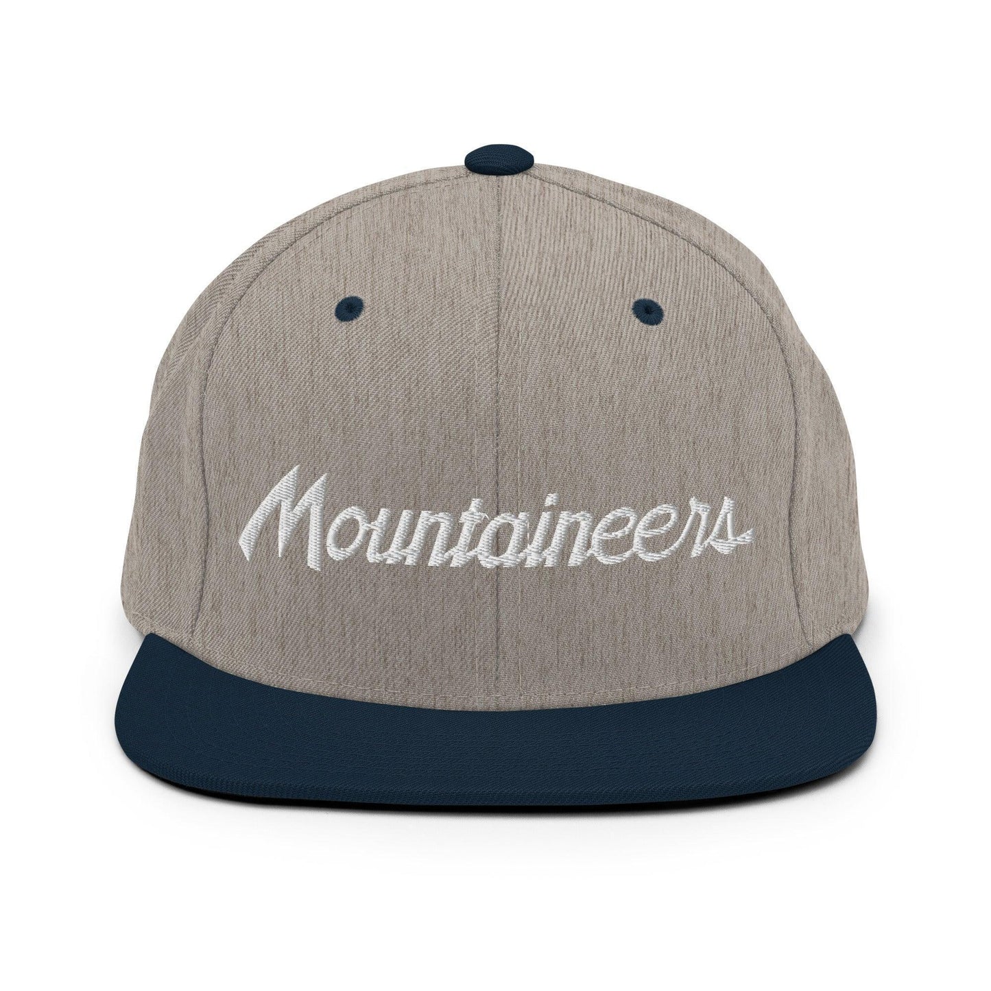 Mountaineers School Mascot Script Snapback Hat Heather Grey/ Navy
