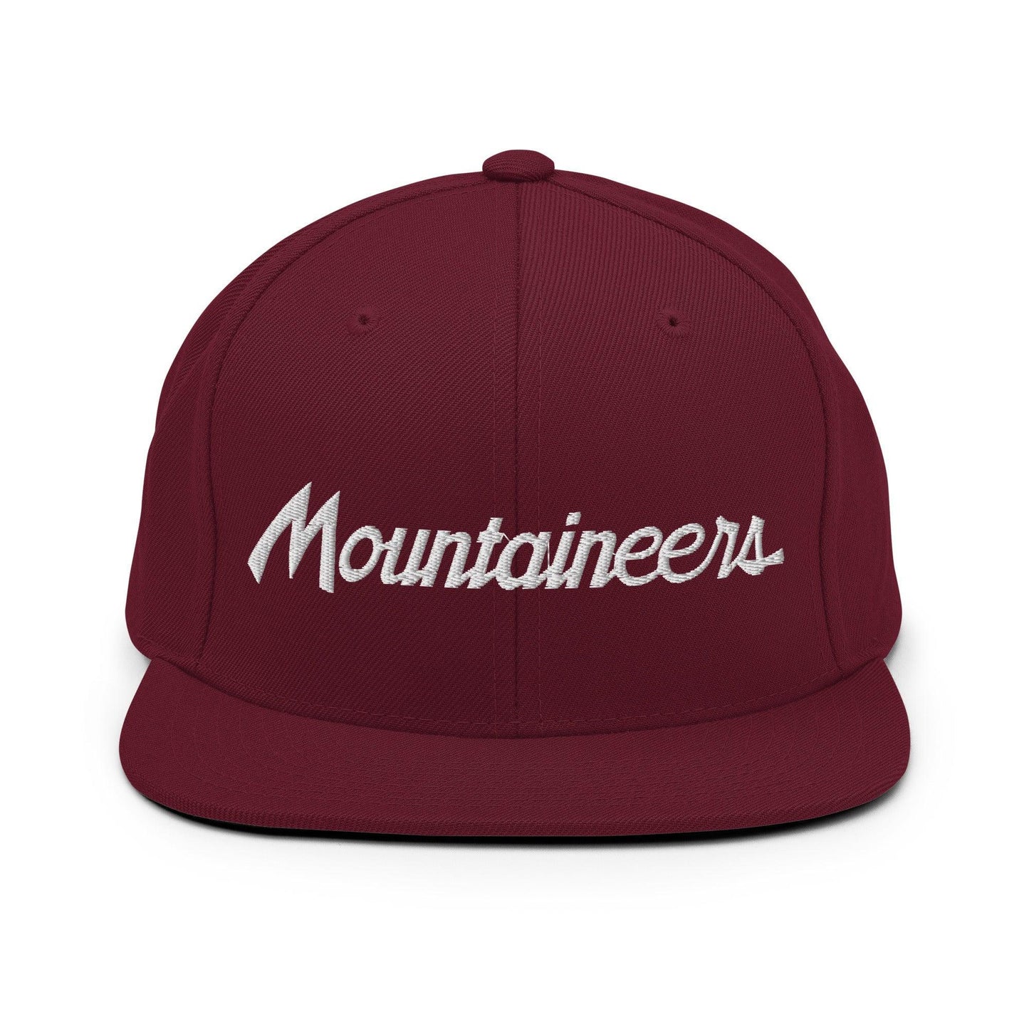 Mountaineers School Mascot Script Snapback Hat Maroon