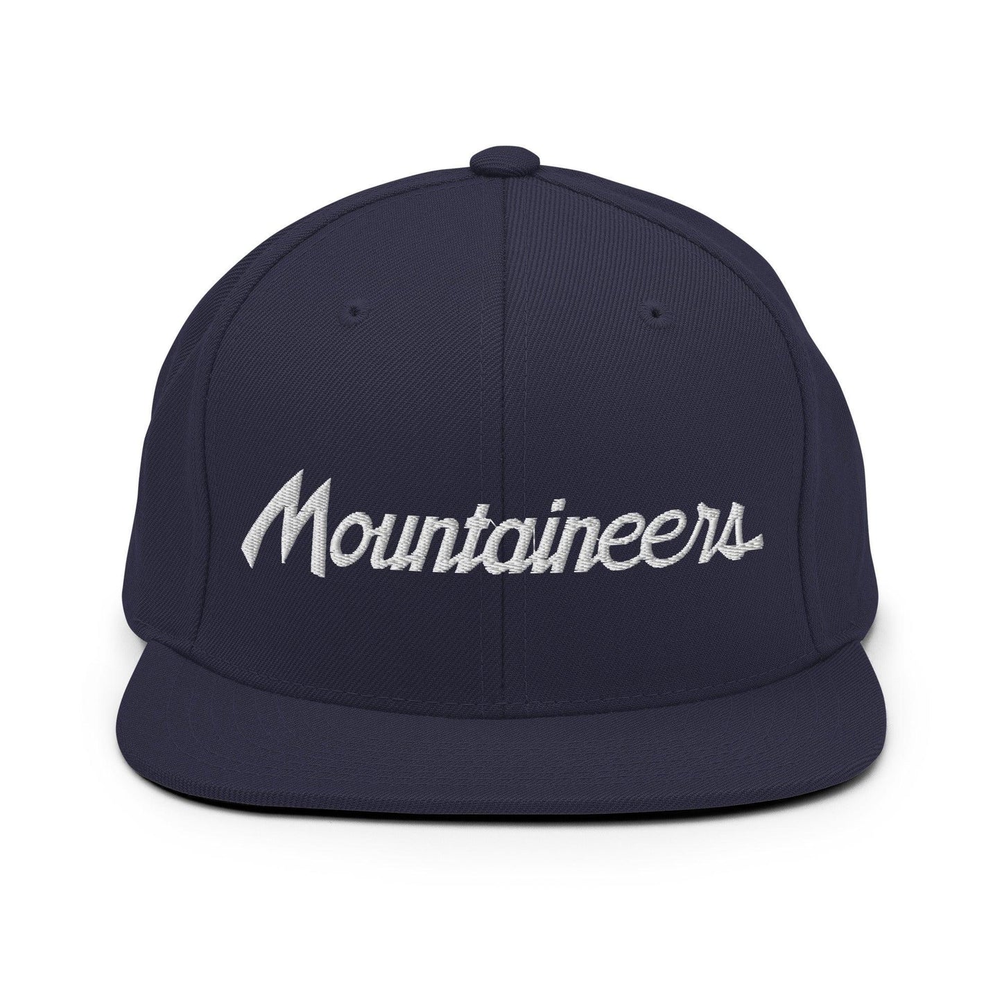 Mountaineers School Mascot Script Snapback Hat Navy