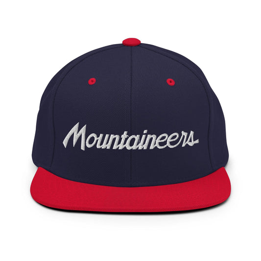 Mountaineers School Mascot Script Snapback Hat Navy/ Red