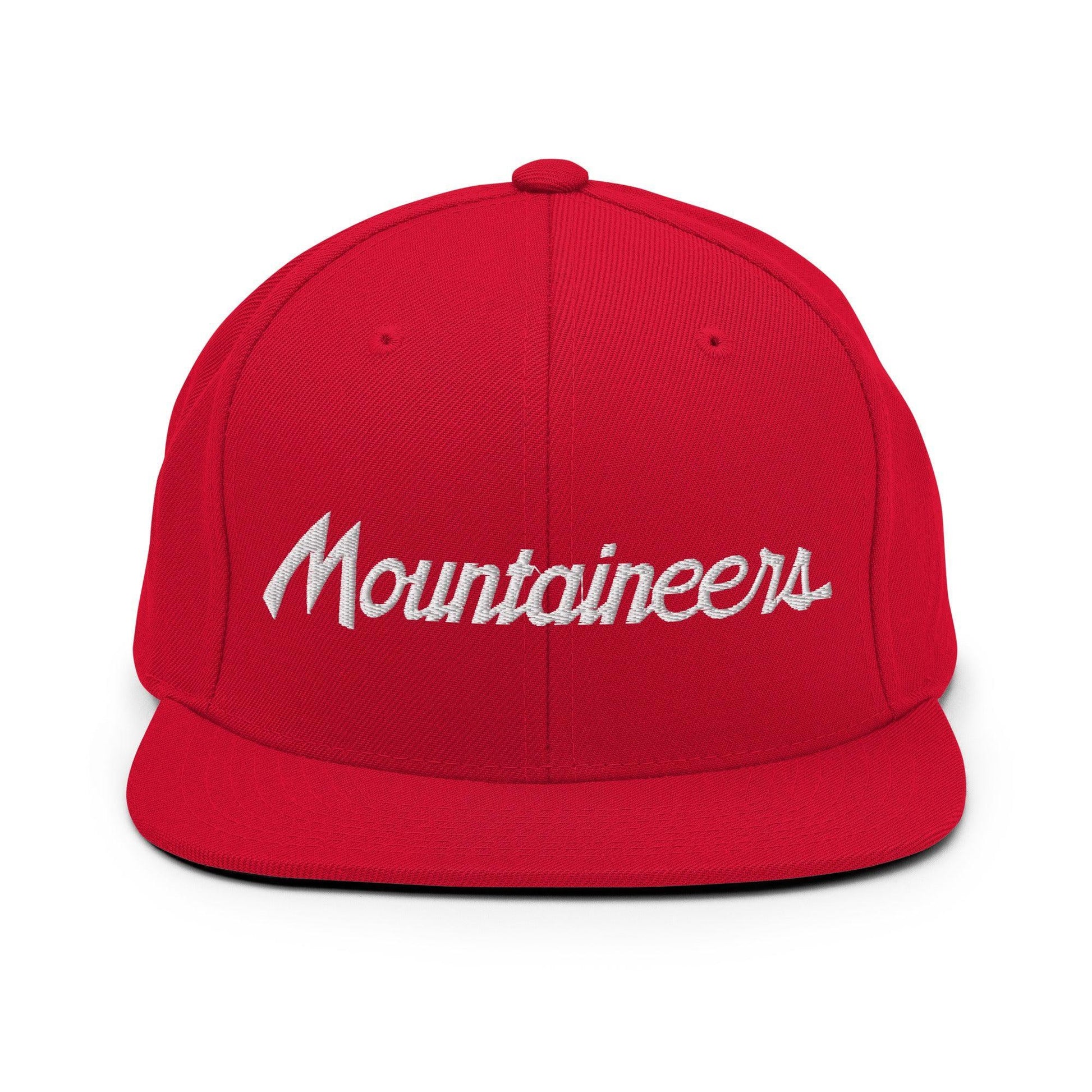 Mountaineers School Mascot Script Snapback Hat Red