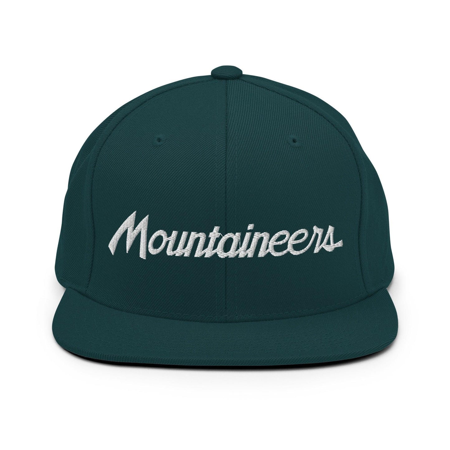 Mountaineers School Mascot Script Snapback Hat Spruce