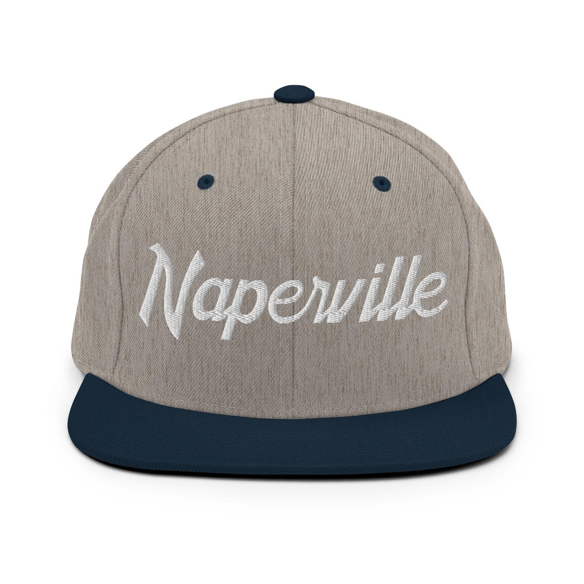 Naperville Script Snapback Hat Heather Grey/ Navy