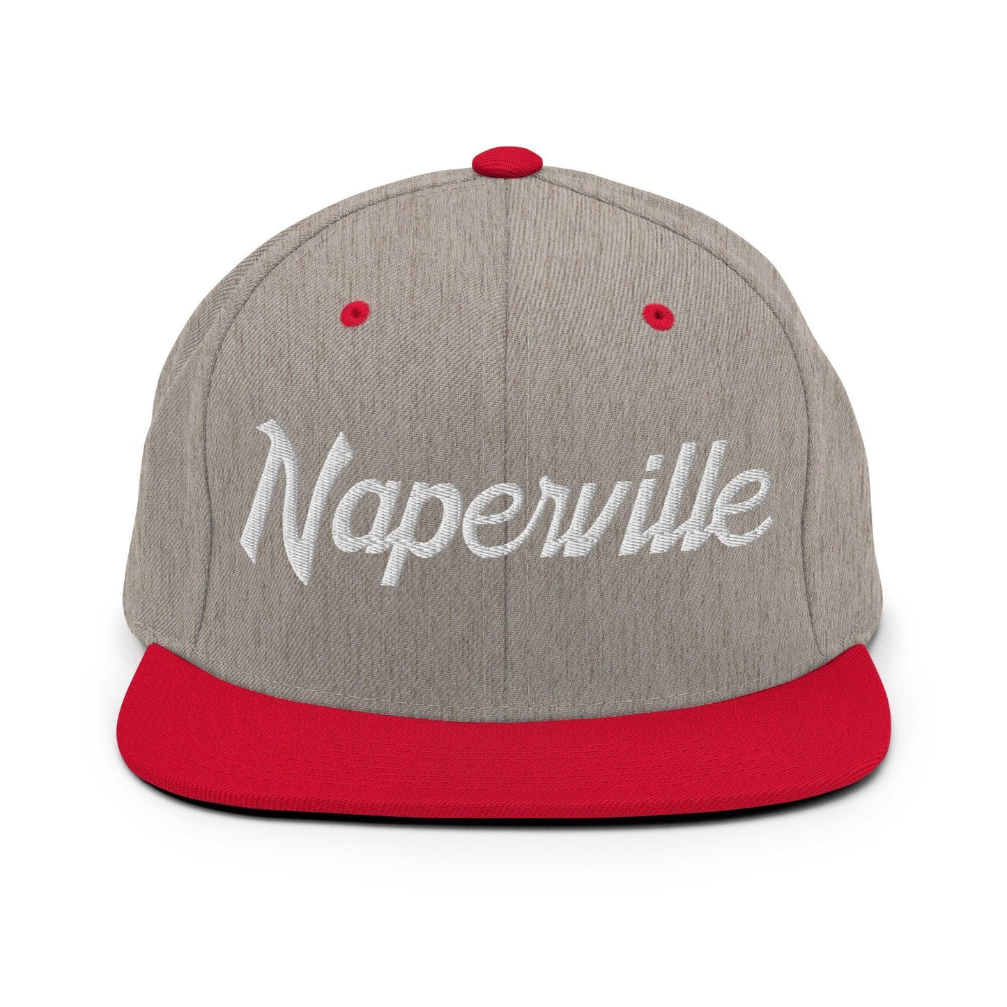 Naperville Script Snapback Hat Heather Grey/ Red