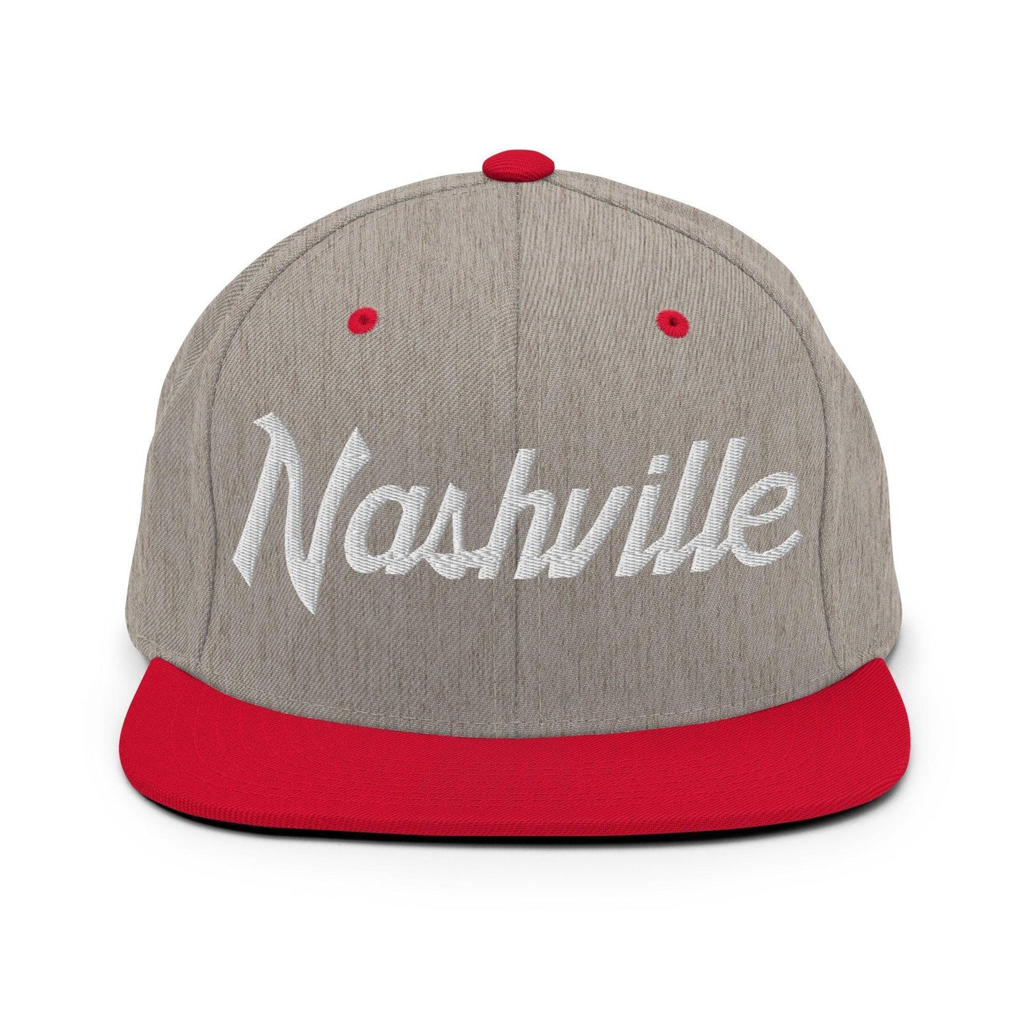 Nashville Script Snapback Hat Heather Grey/ Red