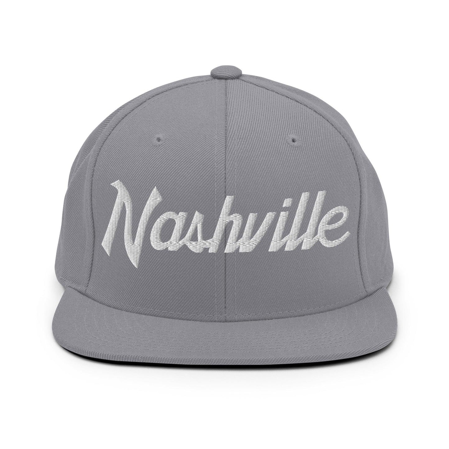 Nashville Script Snapback Hat Silver