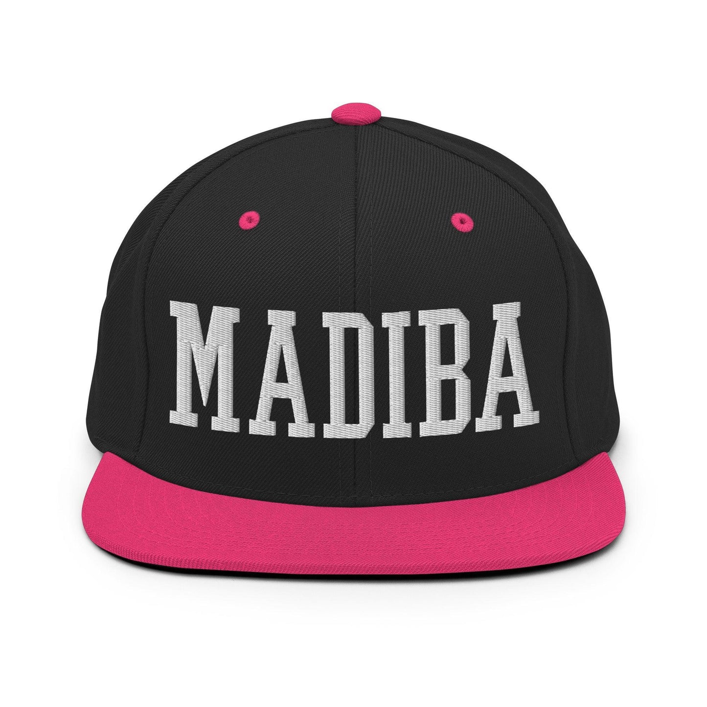 Nelson Mandela Madiba Block Snapback Hat Black/ Neon Pink