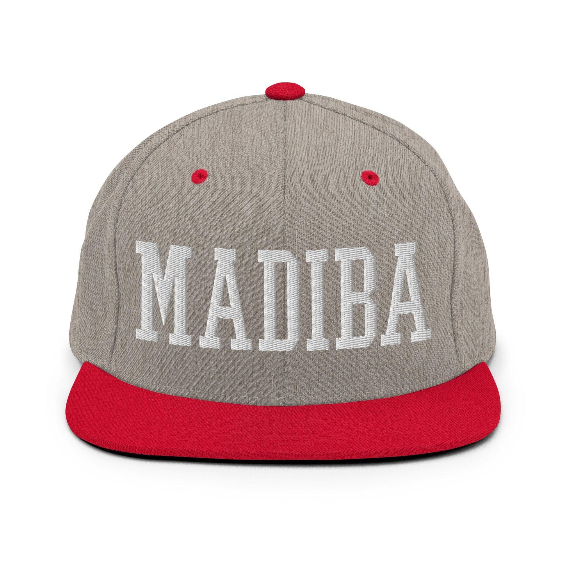 Nelson Mandela Madiba Block Snapback Hat Heather Grey/ Red