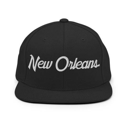 New Orleans Script Snapback Hat Black