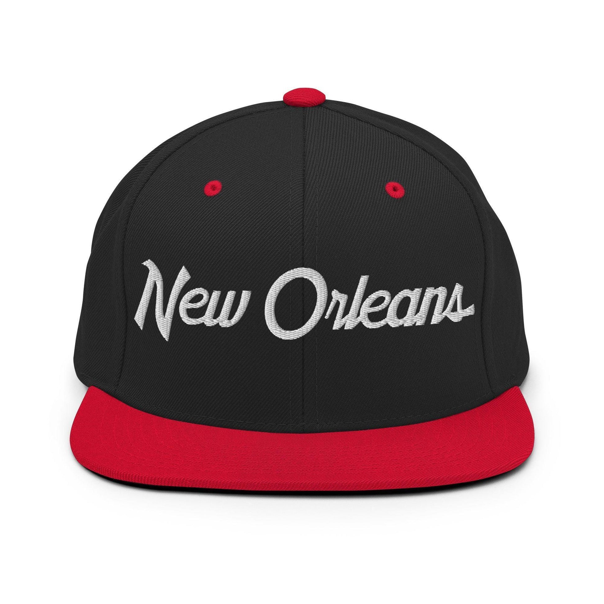 New Orleans Script Snapback Hat Black/ Red