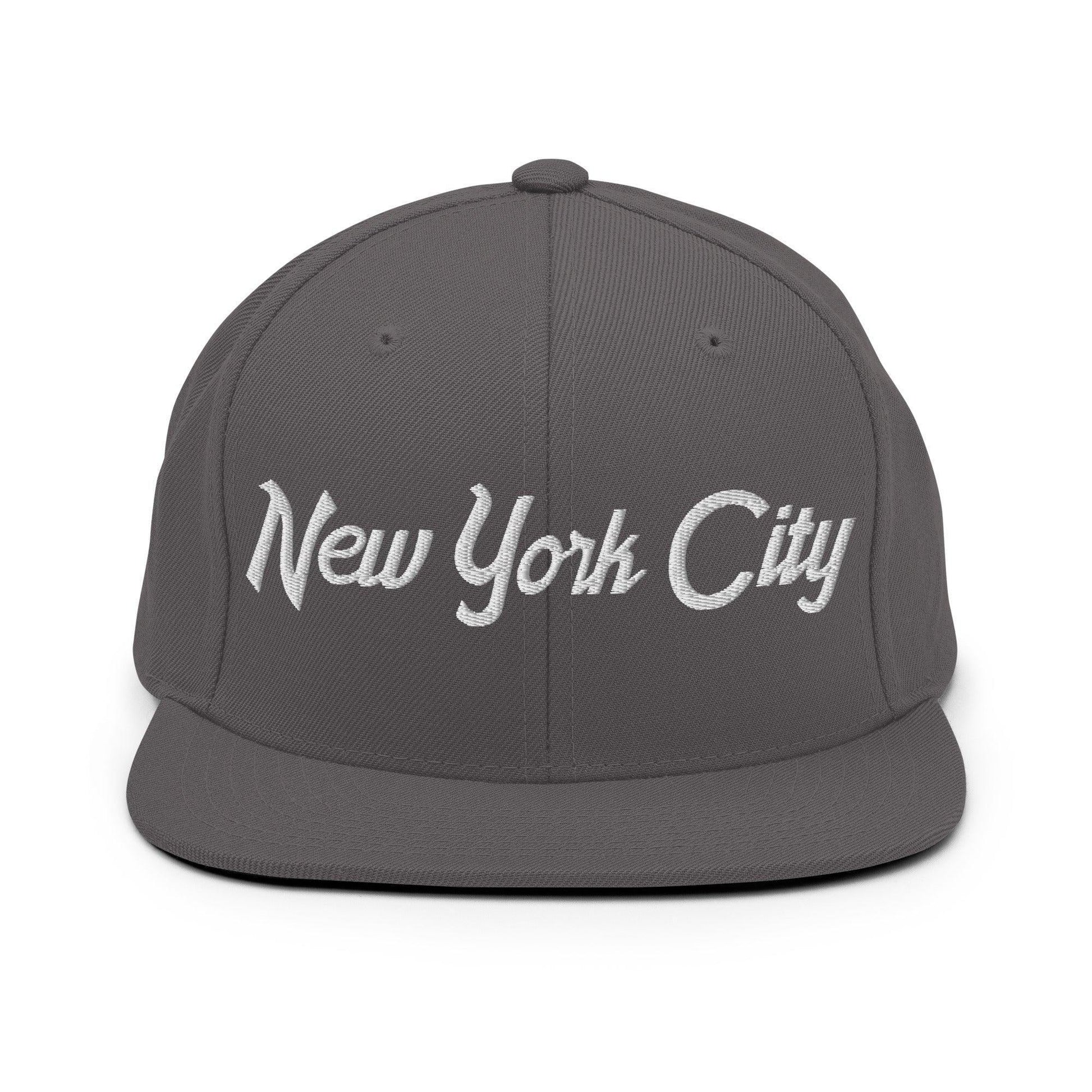 New York City Script Snapback Hat Dark Grey