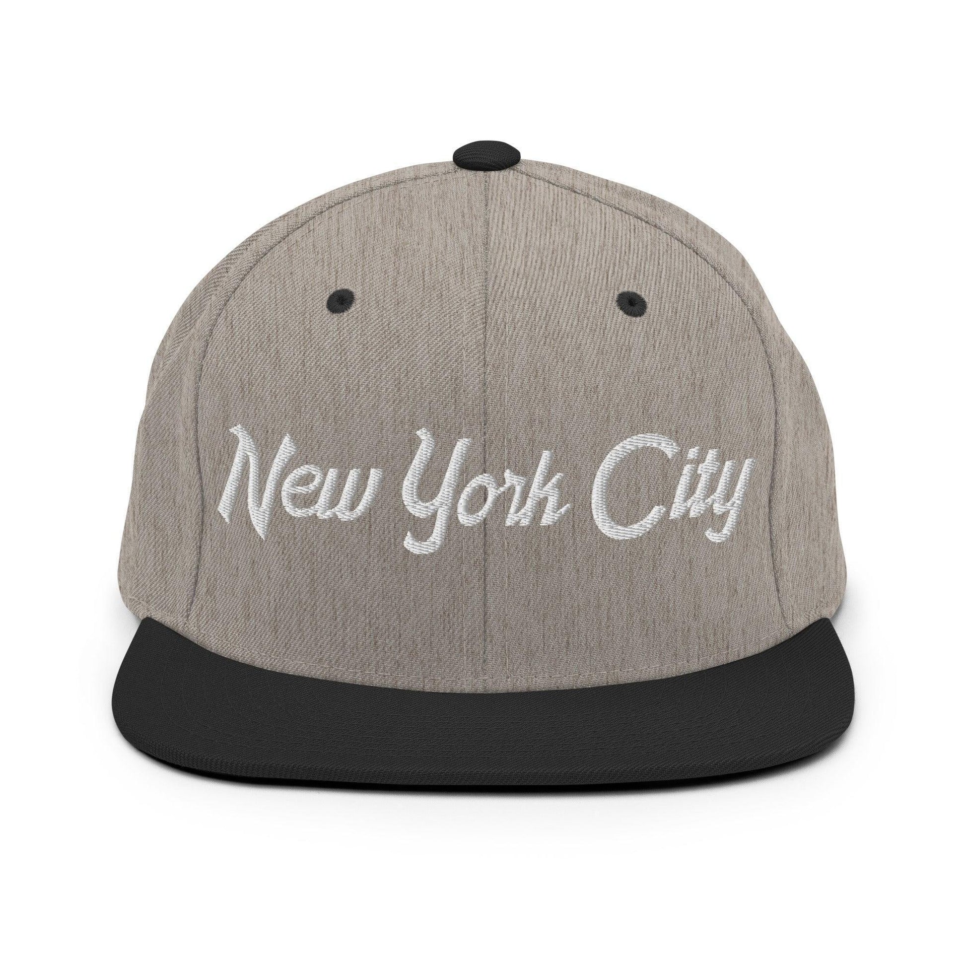 New York City Script Snapback Hat Heather/Black