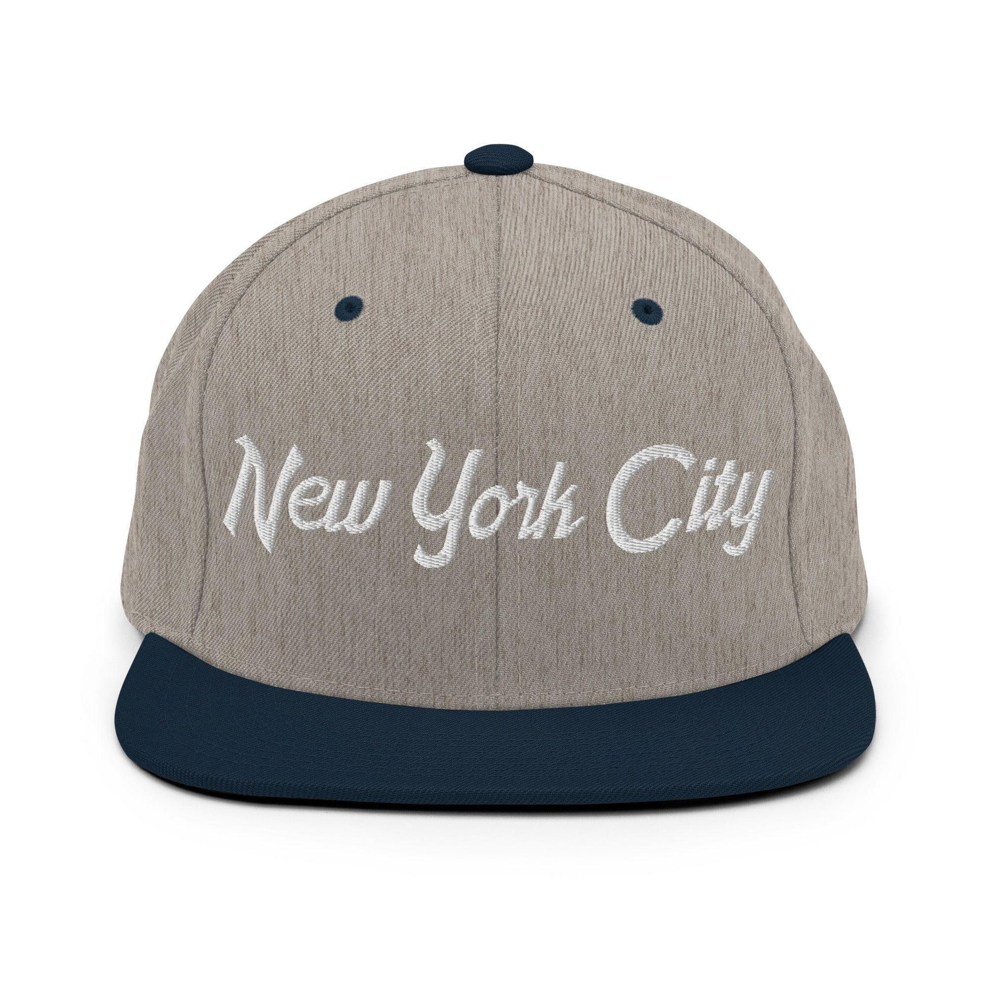 New York City Script Snapback Hat Heather Grey/ Navy