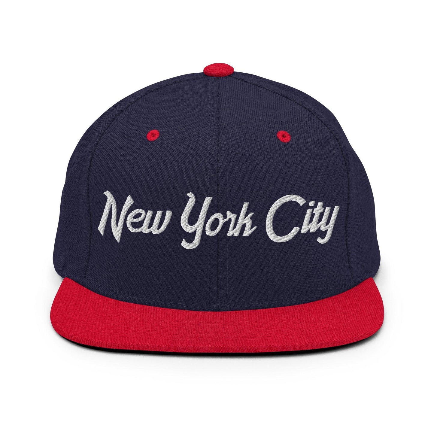 New York City Script Snapback Hat Navy/ Red