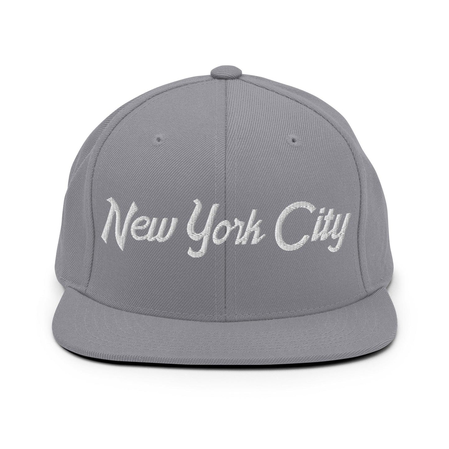 New York City Script Snapback Hat Silver