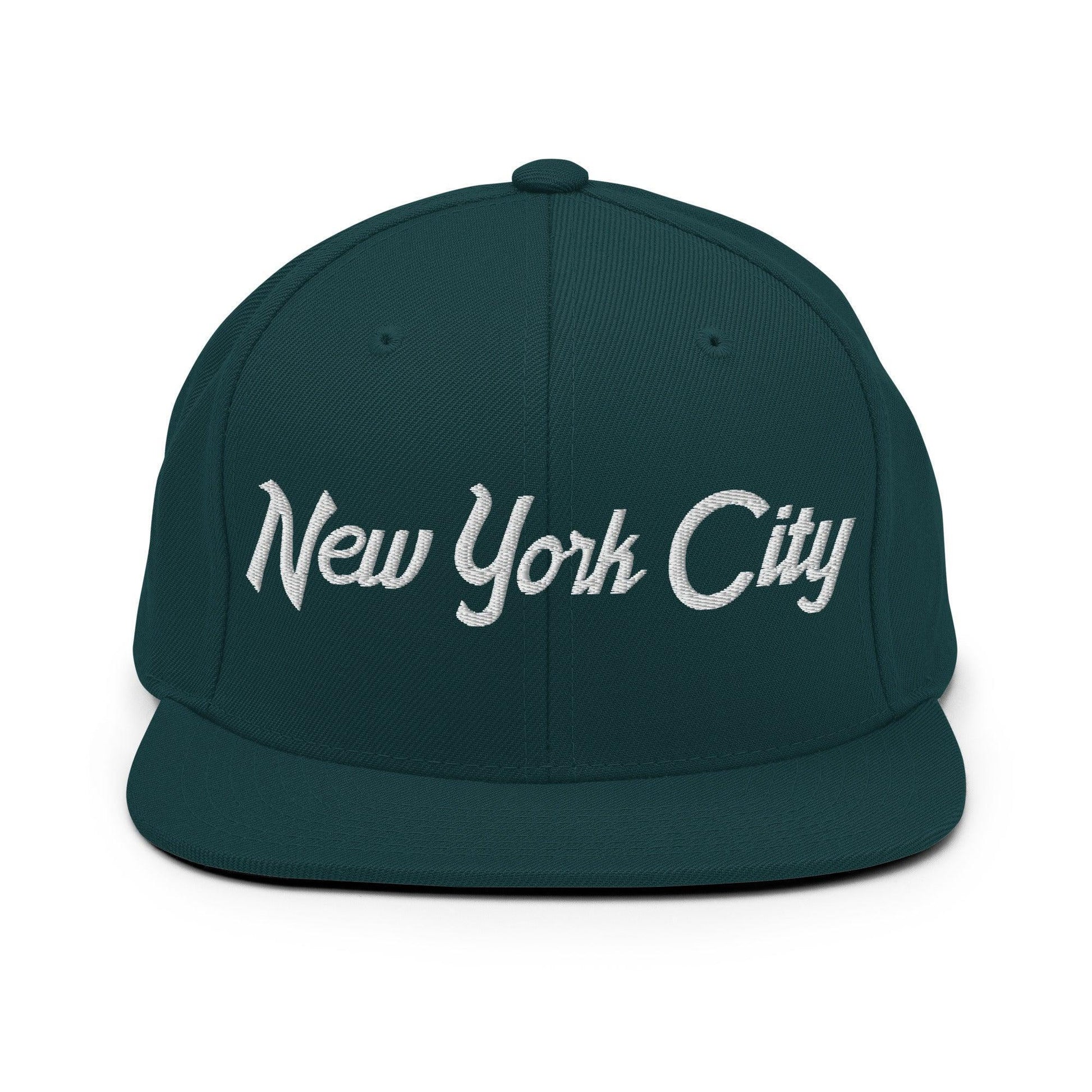 New York City Script Snapback Hat Spruce