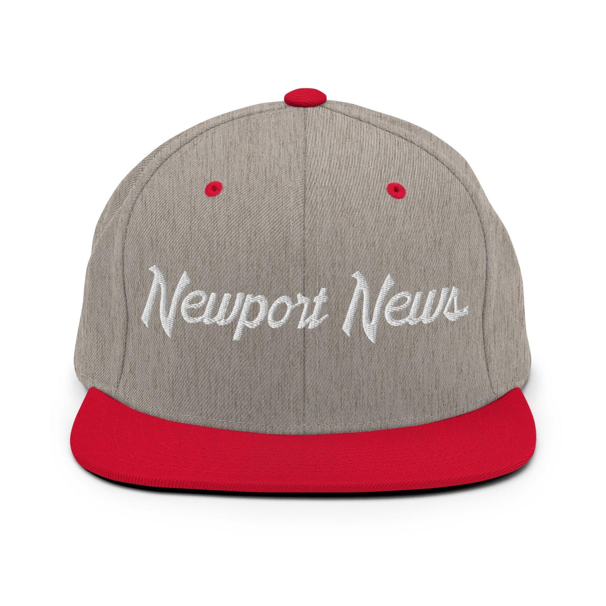 Newport News Script Snapback Hat Heather Grey/ Red