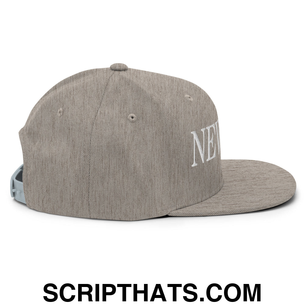 Newsom Embroidered Flat Bill Brim Snapback Hat Heather Grey