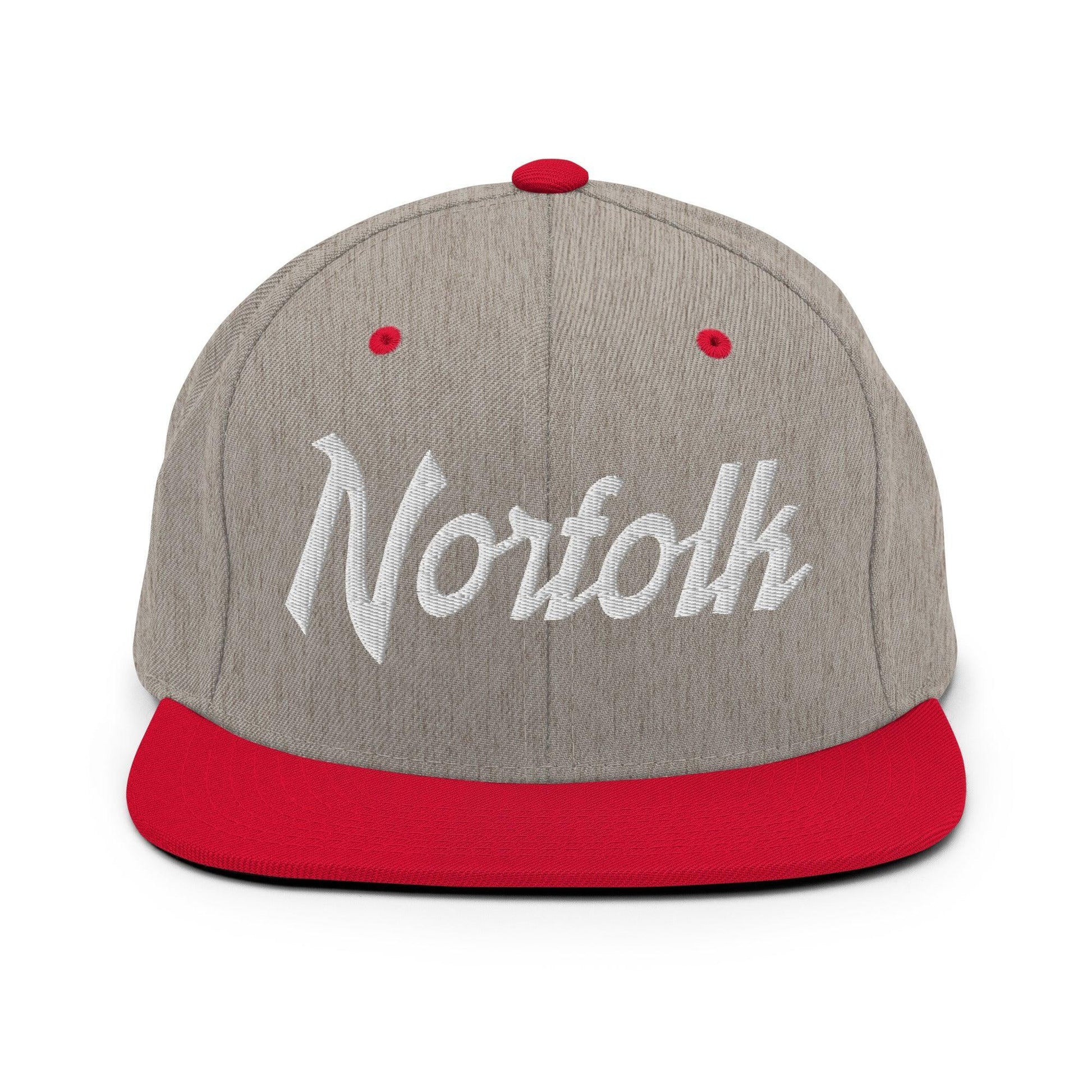Norfolk Script Snapback Hat Heather Grey/ Red