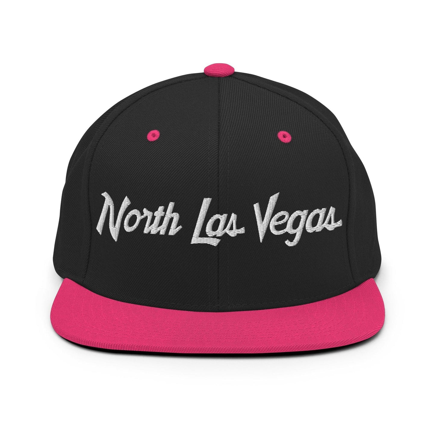 North Las Vegas Script Snapback Hat Black/ Neon Pink